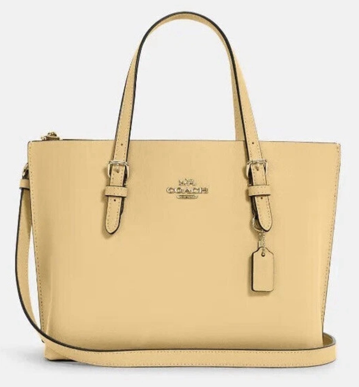 NWT COACH MOLLIE C4084 Tote 25 Crossbody Handbag In VANILLA Pebble-Leather Gold