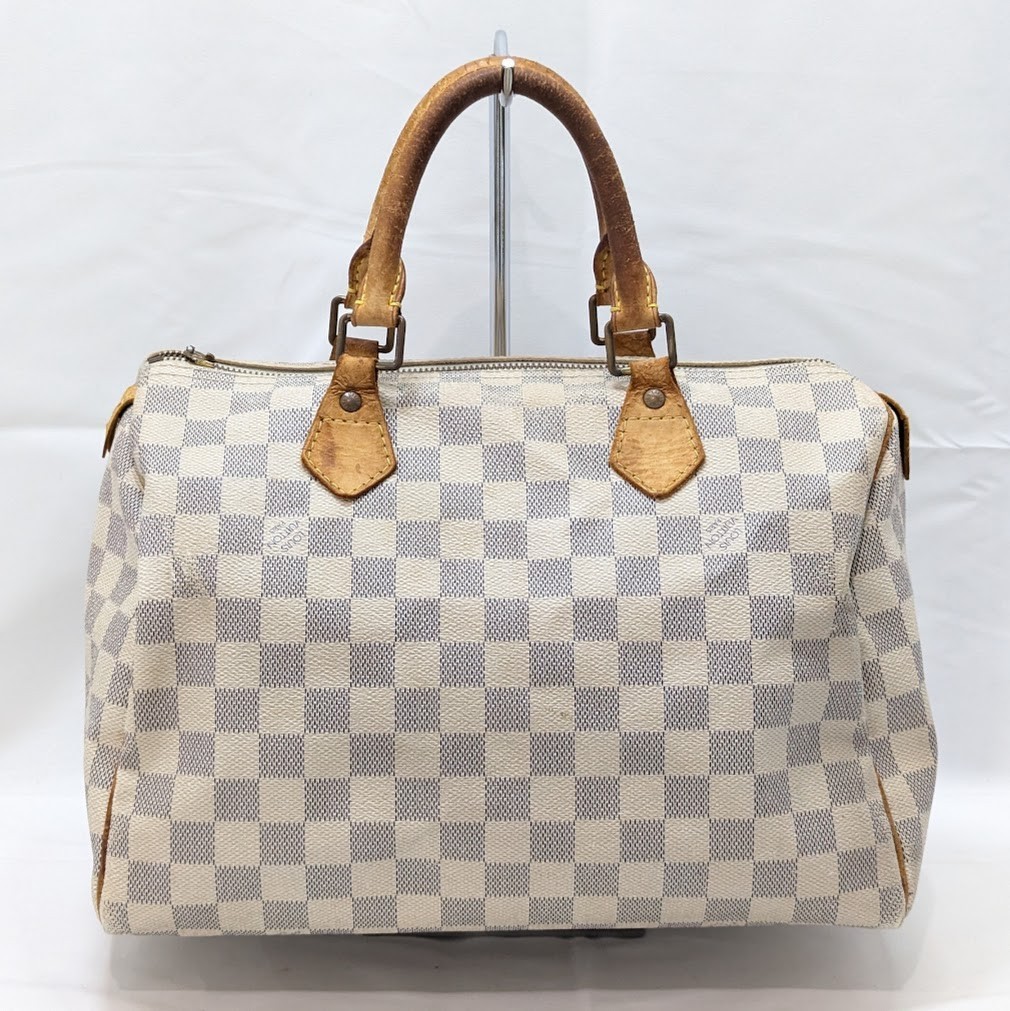 LOUIS VUITTON Damier Azur Speedy 30 White Hand Bag N41533 SP2048 Authentic LV