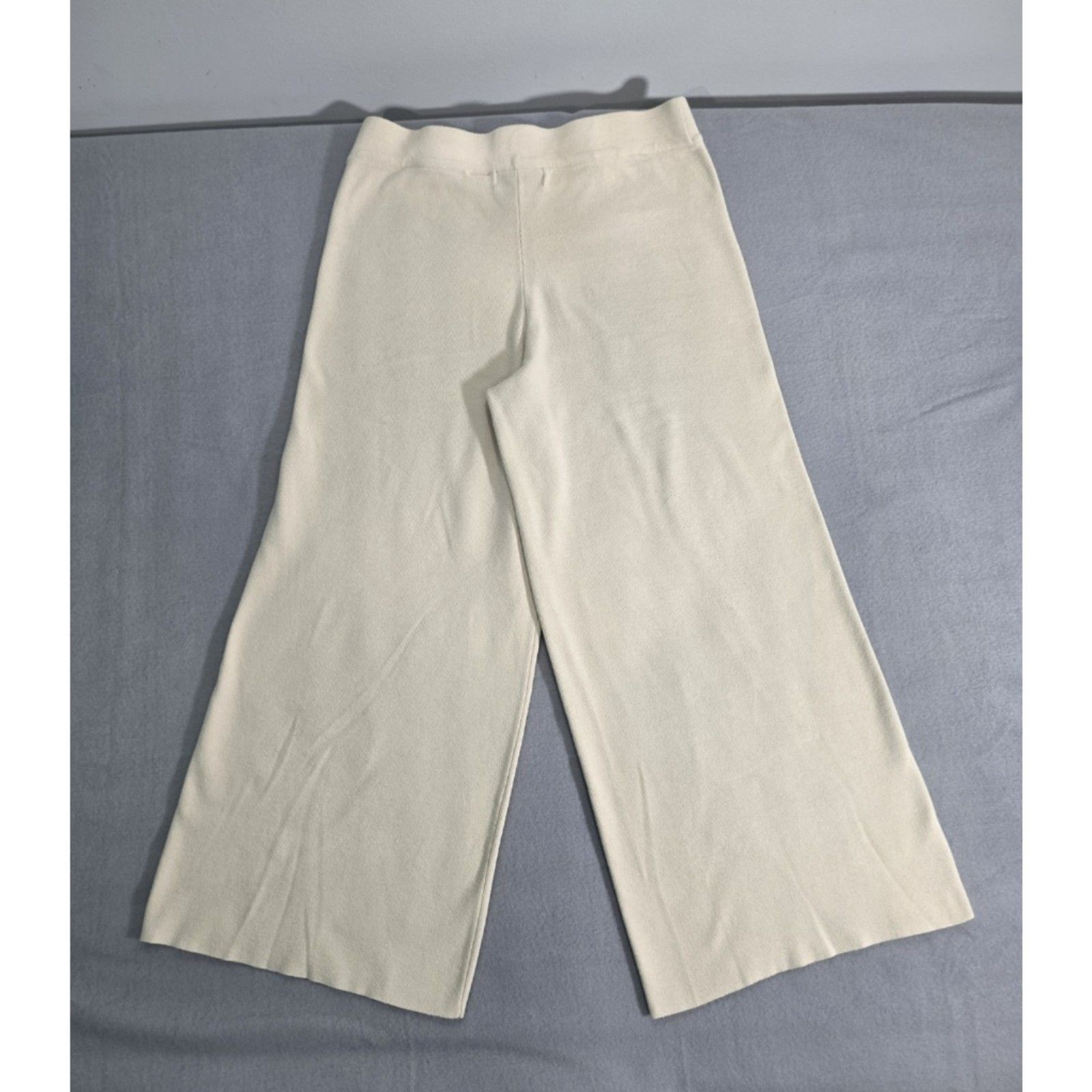 Bailey 44 Womens Large Cream Ivory Sweater Knit Wide Leg Crop Pants Stretch