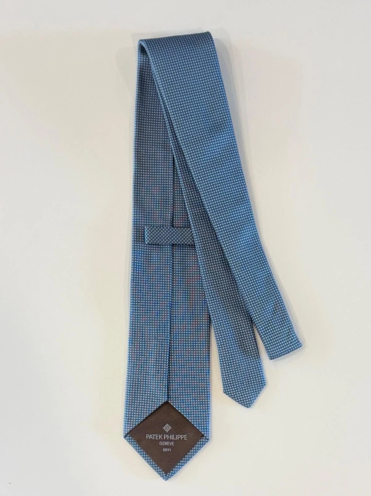Authentic Patek Philippe Geneve 2011 VIP Silk Tie NWOT Blue Grid 3.25 Width