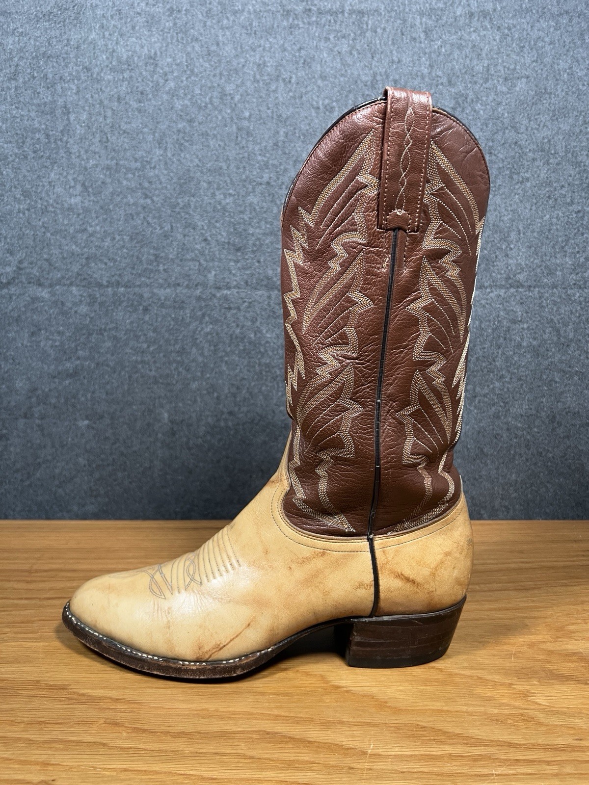J Chisholm Boots Men’s Handcrafted Western Leather Size 9D Tan