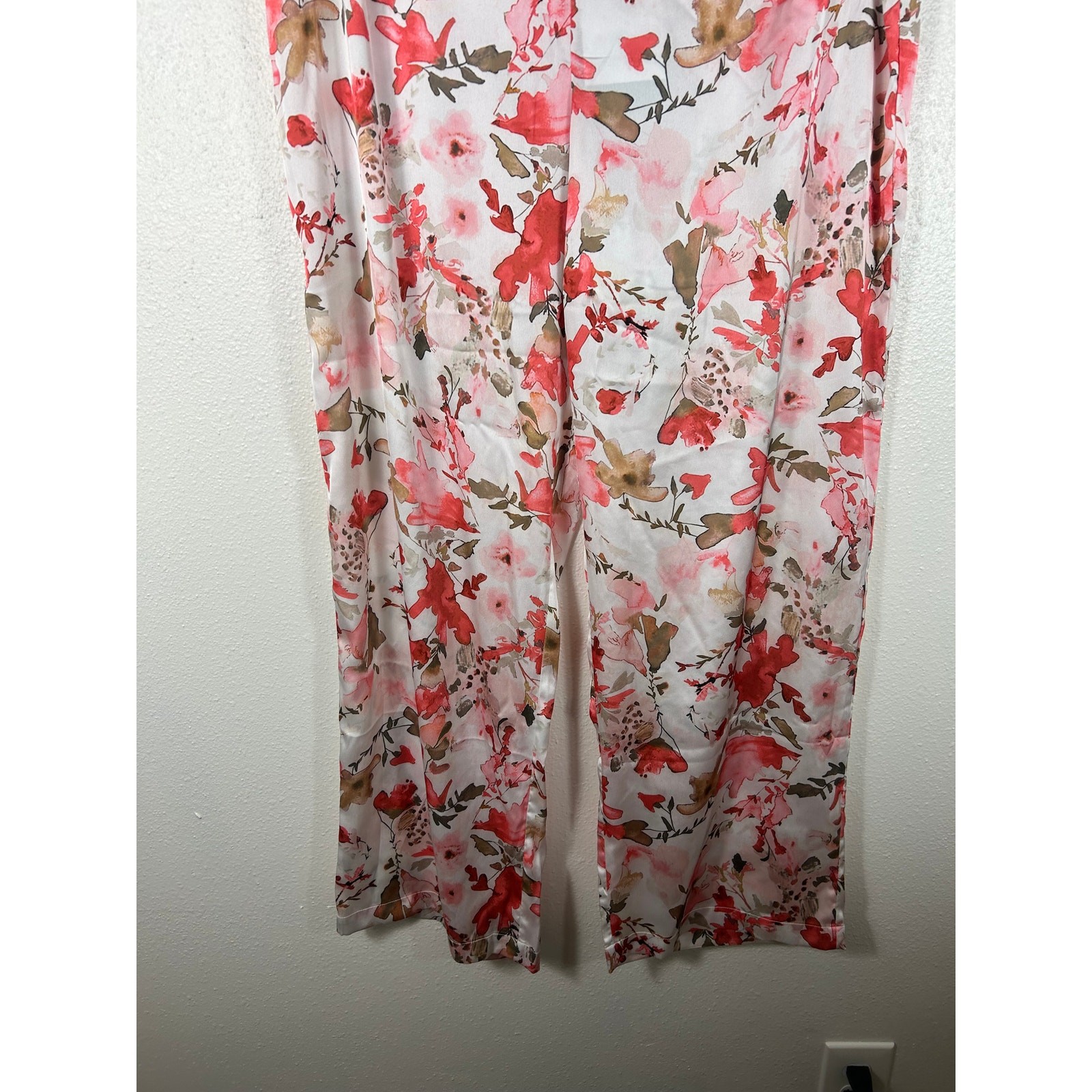 Ming Wang NWT Watercolor Floral Wide Leg Satin Pants Large