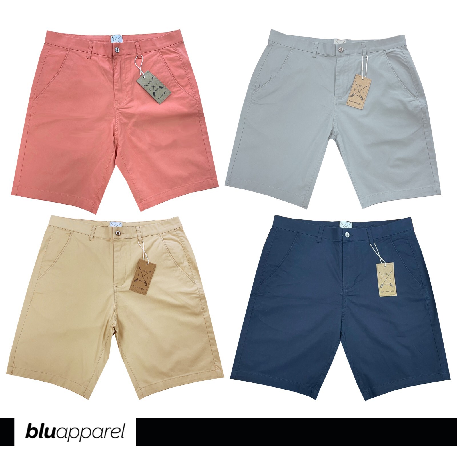 Men’s Cotton Stretch Chino Shorts Summer Smart Casual 32 34 36 38 40 Beige Navy