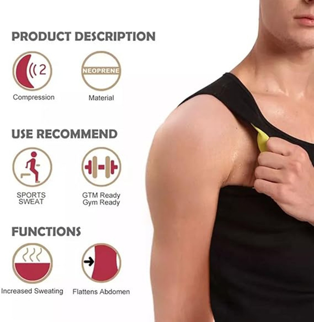 Men Gynecomastia Compression Tank Top Sauna Sweat Vest Fitness Body Shaper Belt