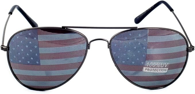 USA Glasses American Flag Aviator Sunglasses Black United States Patriotic