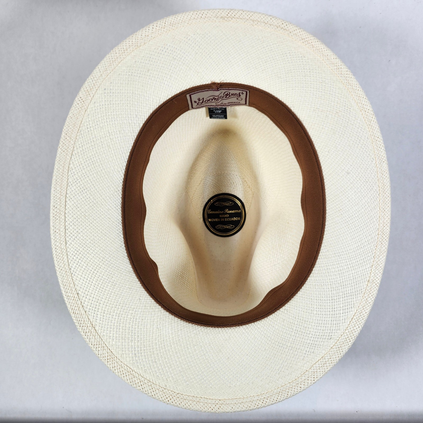 Goorin Bros Fedora Mens Size X-Large Ivory Straw 100% Toquilla Panama Hat NEW