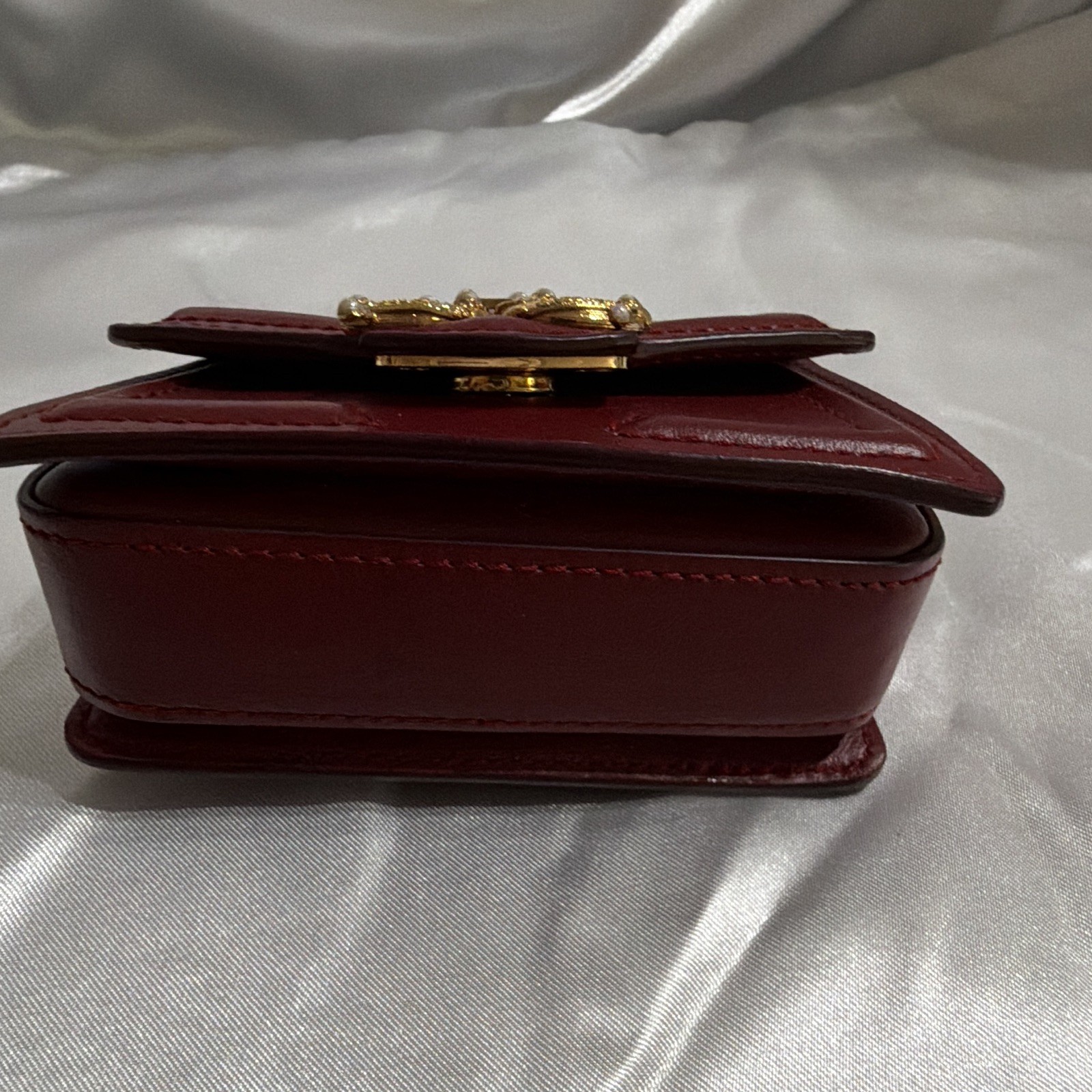 Dolce&Gabbana Burgundy Mini Top Handle Bag Gold Hardware DG Logo Magnetic