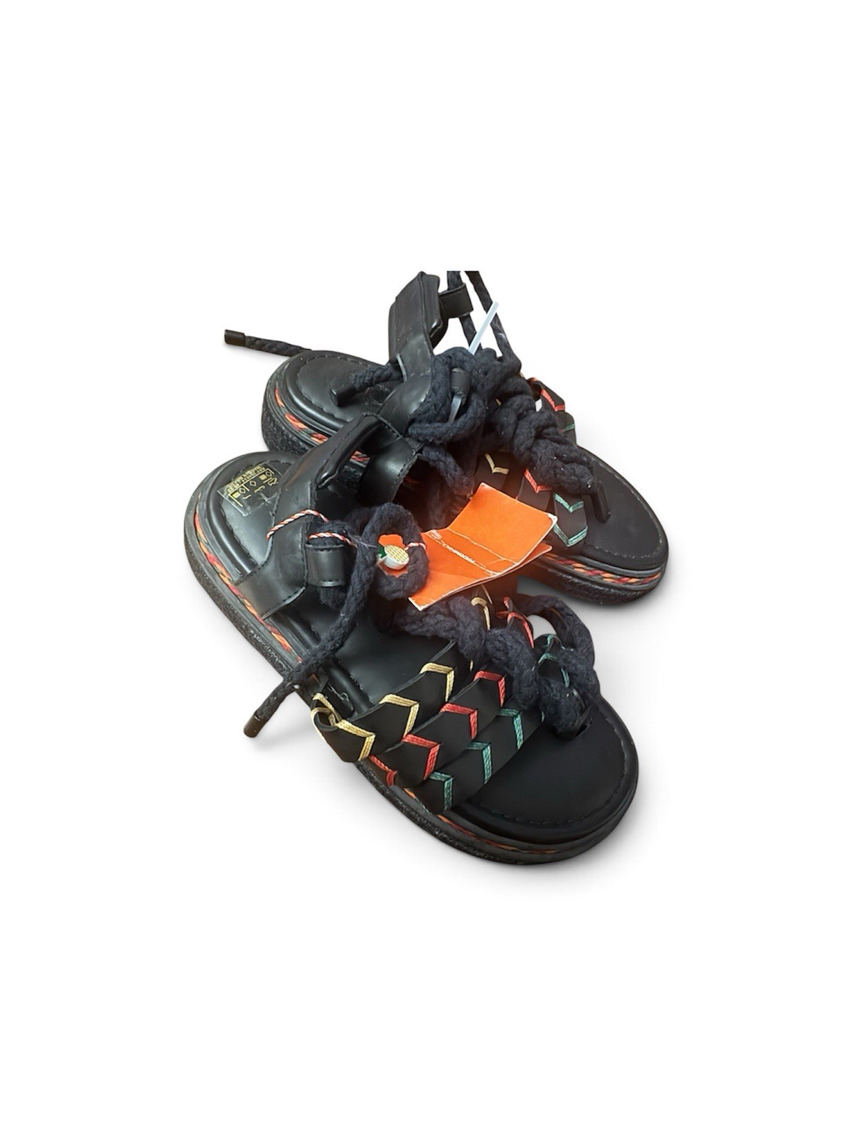FARM Rio Black Rope Tie Flatform Sandals NWT Size 10 In Women’s