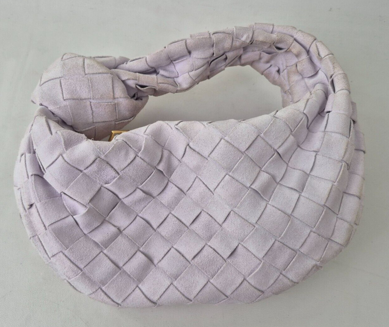 Bottega Veneta Mirth Washed Gold Mini Jodie Suede Leather Hobo Bag .