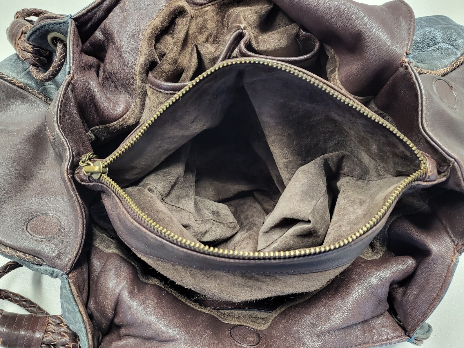 The Divine Tribe NYC Large Gray/ Brown Reptile Embossed Leather Tote Purse