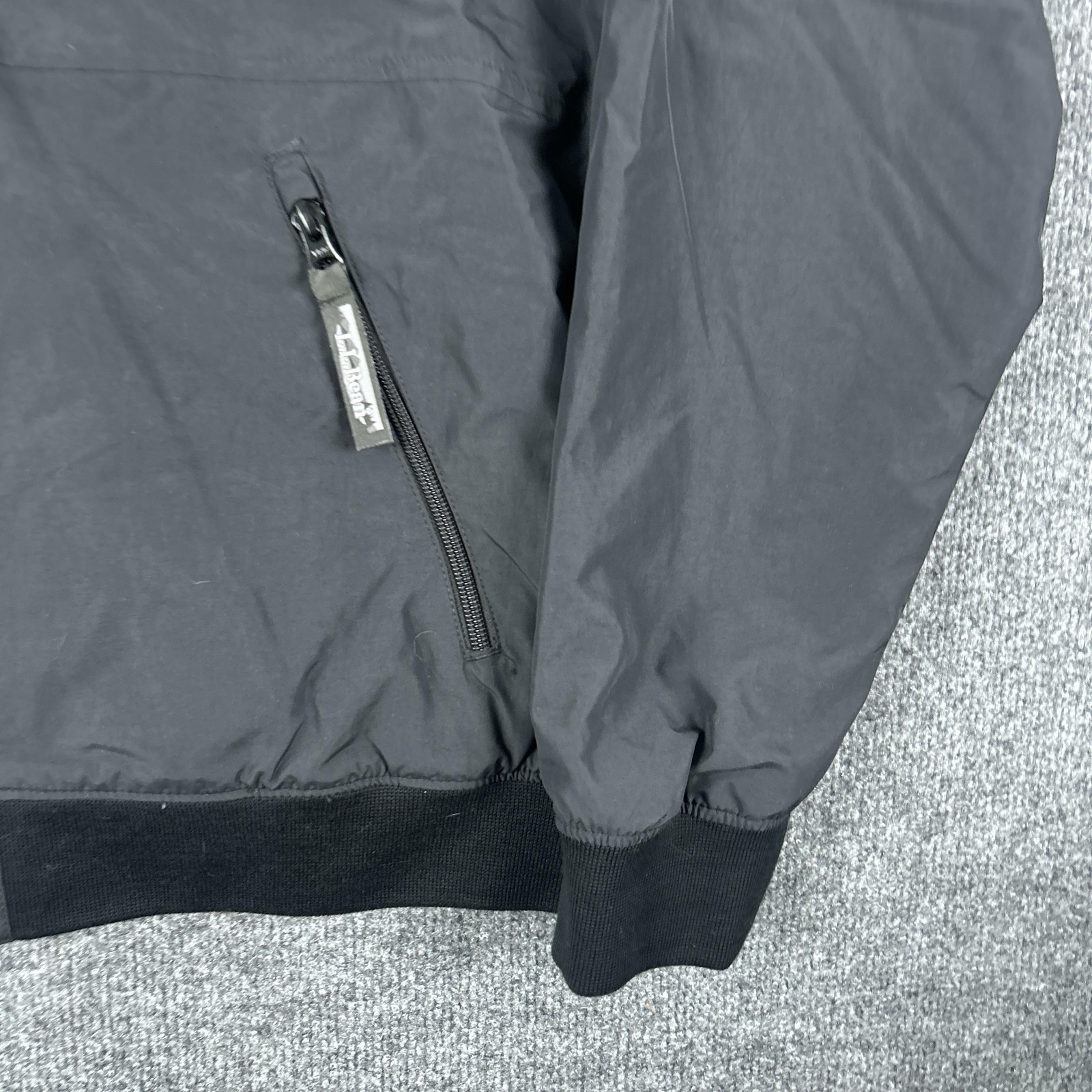 LL Bean Bean’s 3 Season Jacket Mens Large Black Nylon Bomber Full Zip Lined