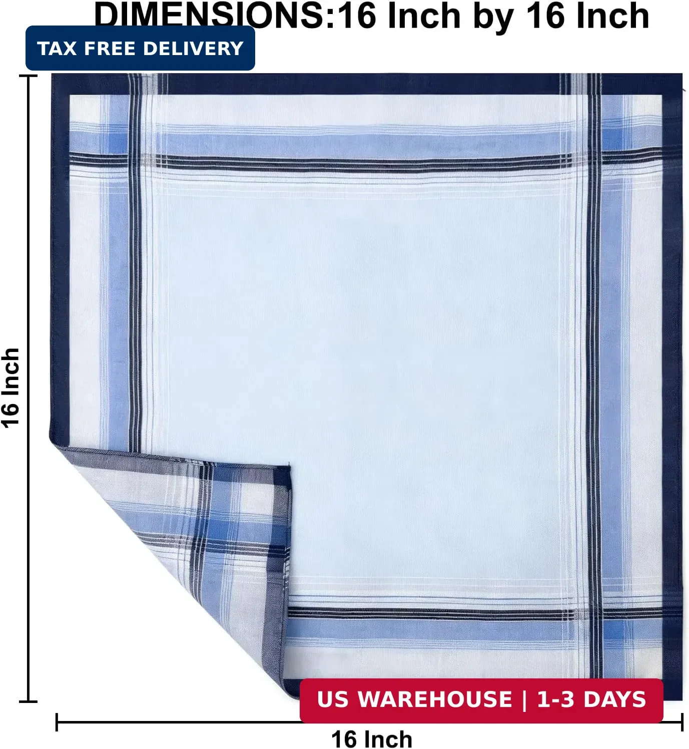 6 Pack Men’s Handkerchiefs, 100% Soft Cotton 16×16 Inch Checkered Pocket Squares