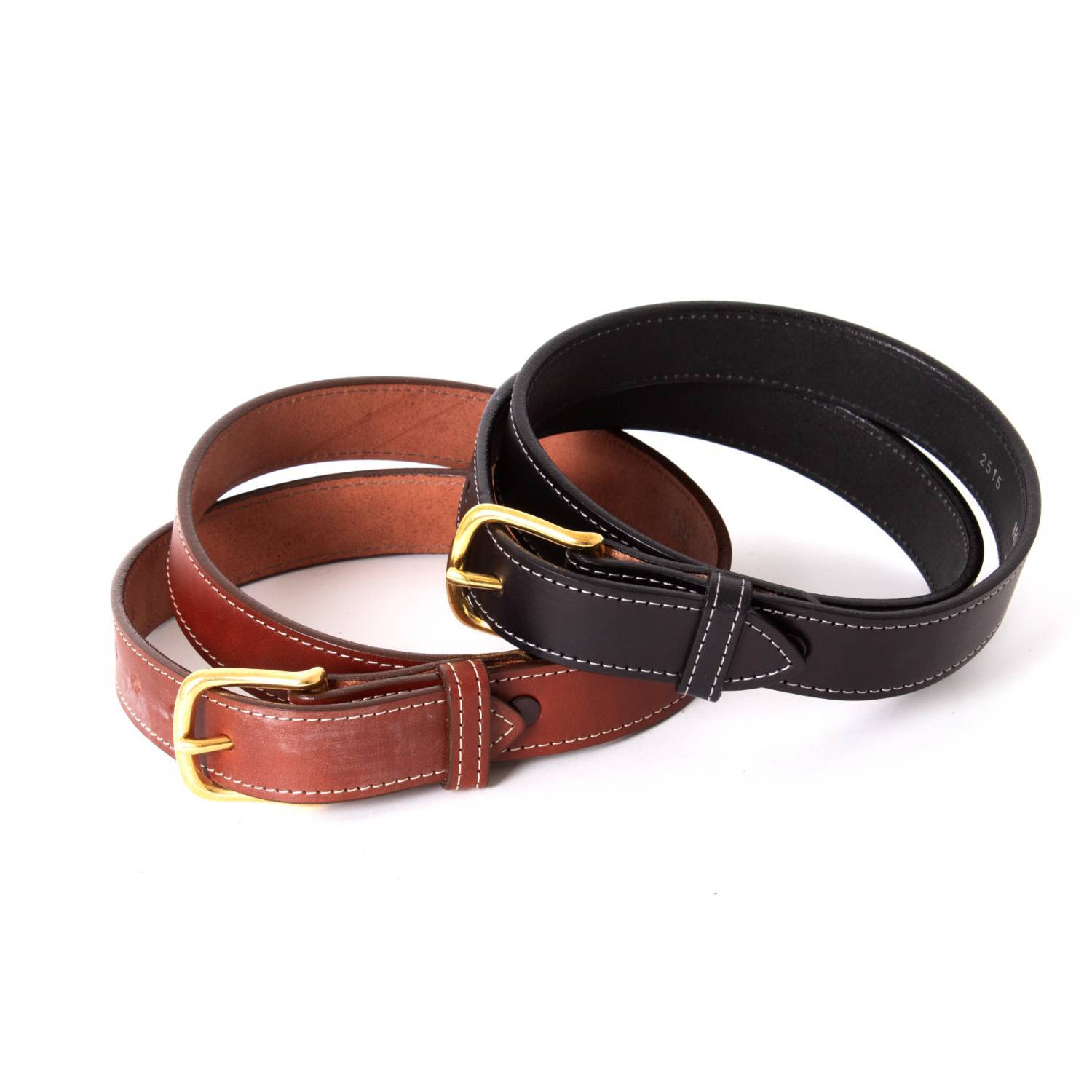 Amish-Made Casual Leather Work Belt, Chrome Buckle, 1.25″ Wide, Brown or Black