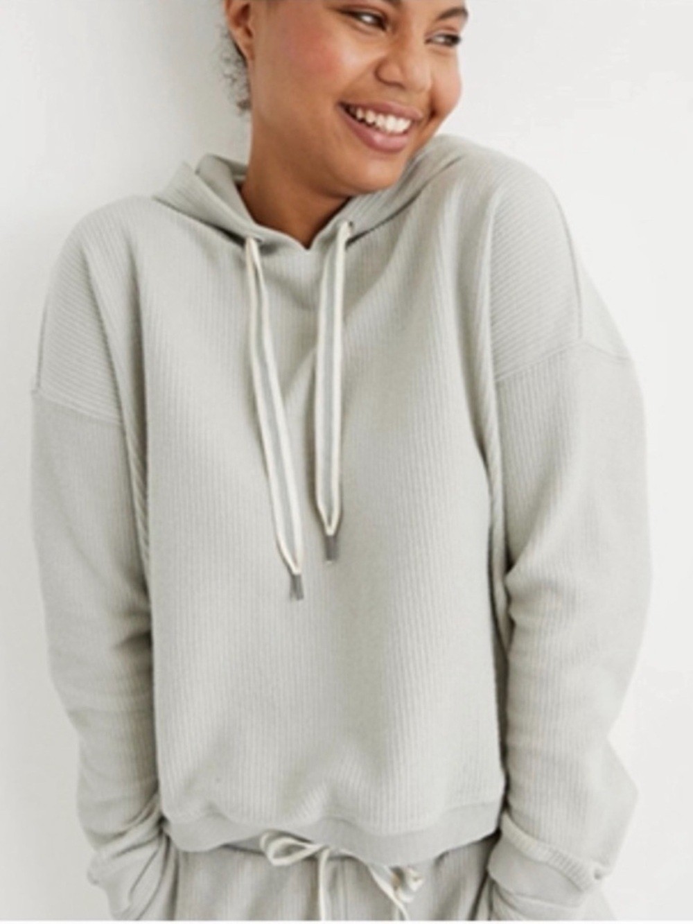 Aerie New Love Corded Hoodie Sage Small