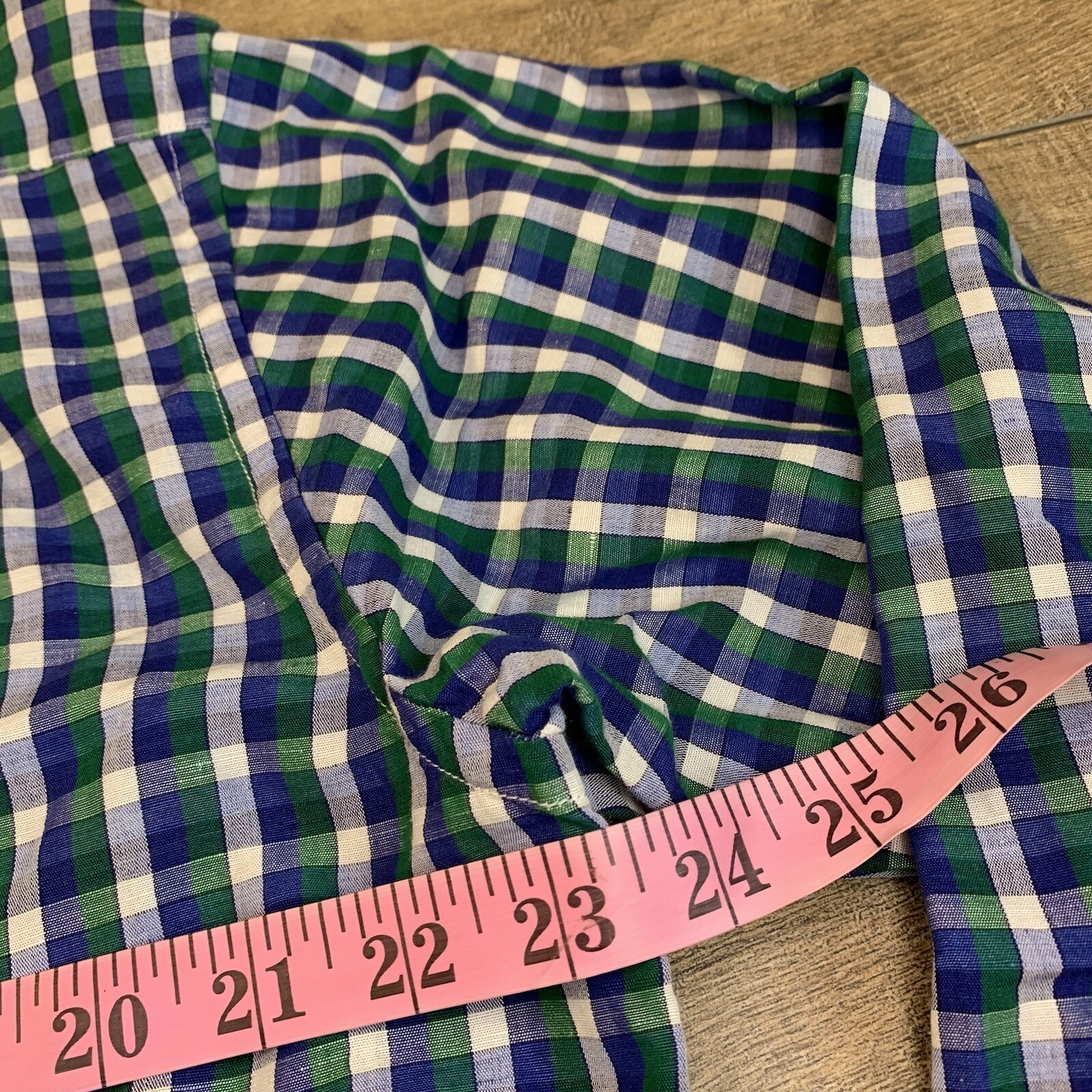 J McLaughlin Mens Long Sleeve Button Up Shirt Size Large 52% Linen Check B16