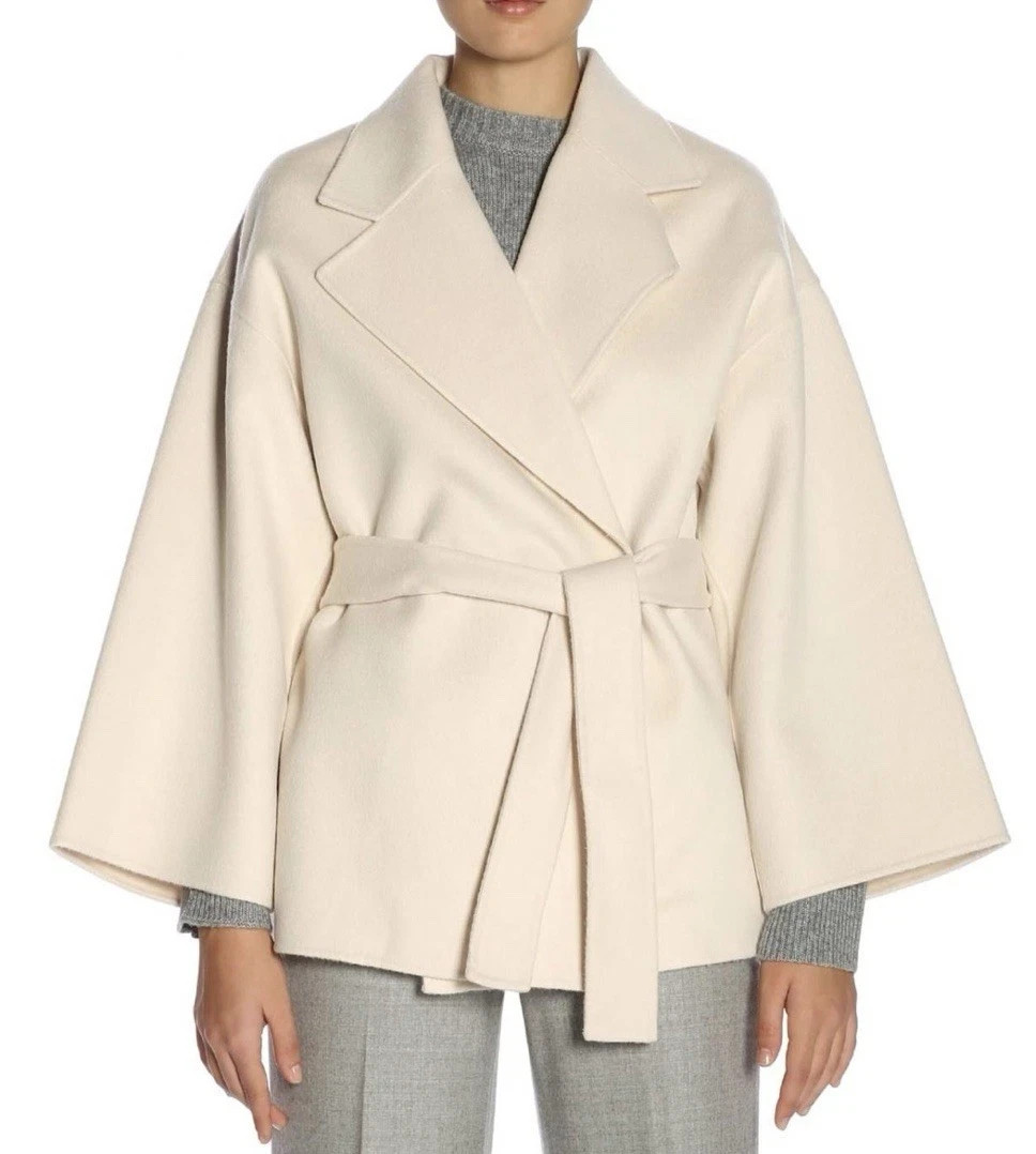 Theory Wool Cashmere Belted Robe Jacket S Ivory Double Face New Divide Luxe