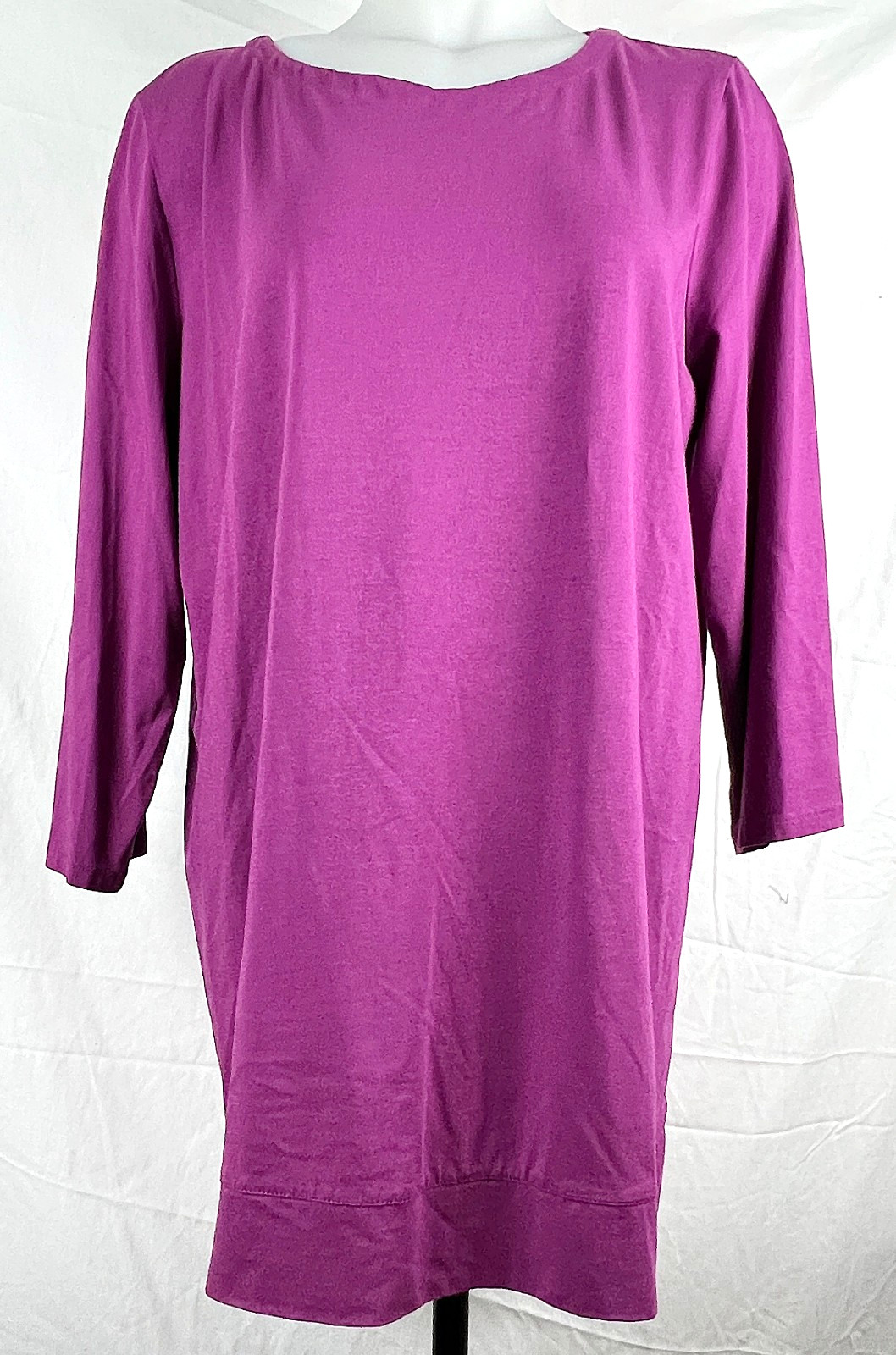 J. Jill Luxe Supima Dark Magenta Pink 3/4 Sleeve Crew Neck Tunic Top L