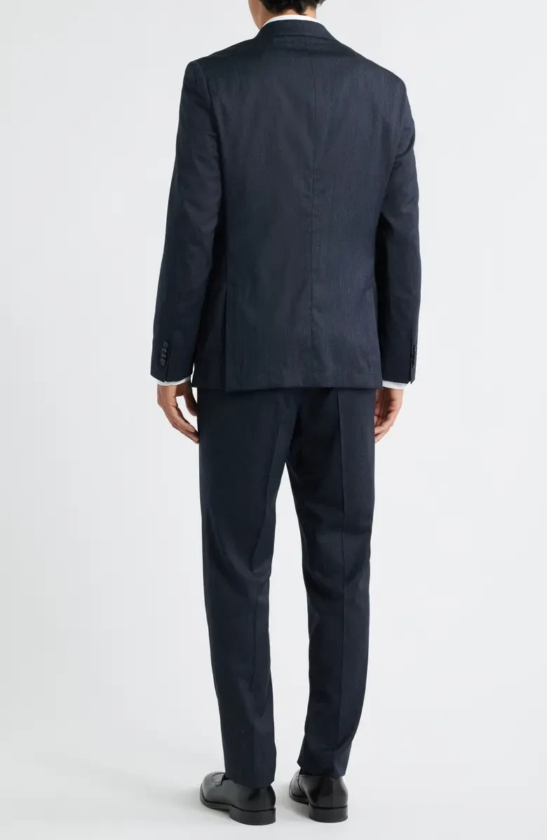 HUGO BOSS Huge Slim Fit Stretch Wool Blend Suit, Blue Mélange, Size 44 R