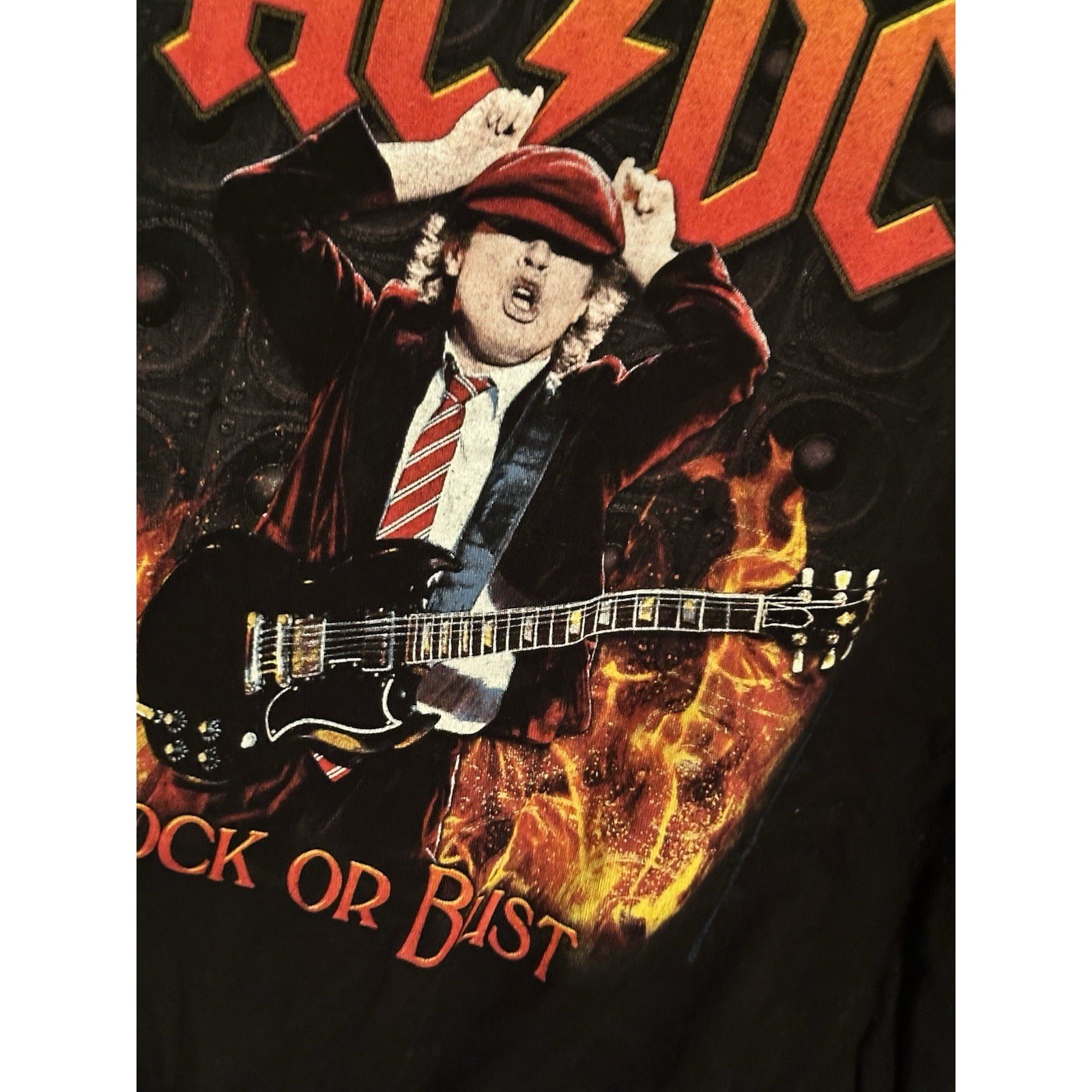 AC/DC Rock Or Bust Angus Young Graphic T-Shirt Mens Black Tultex 202 Size XL