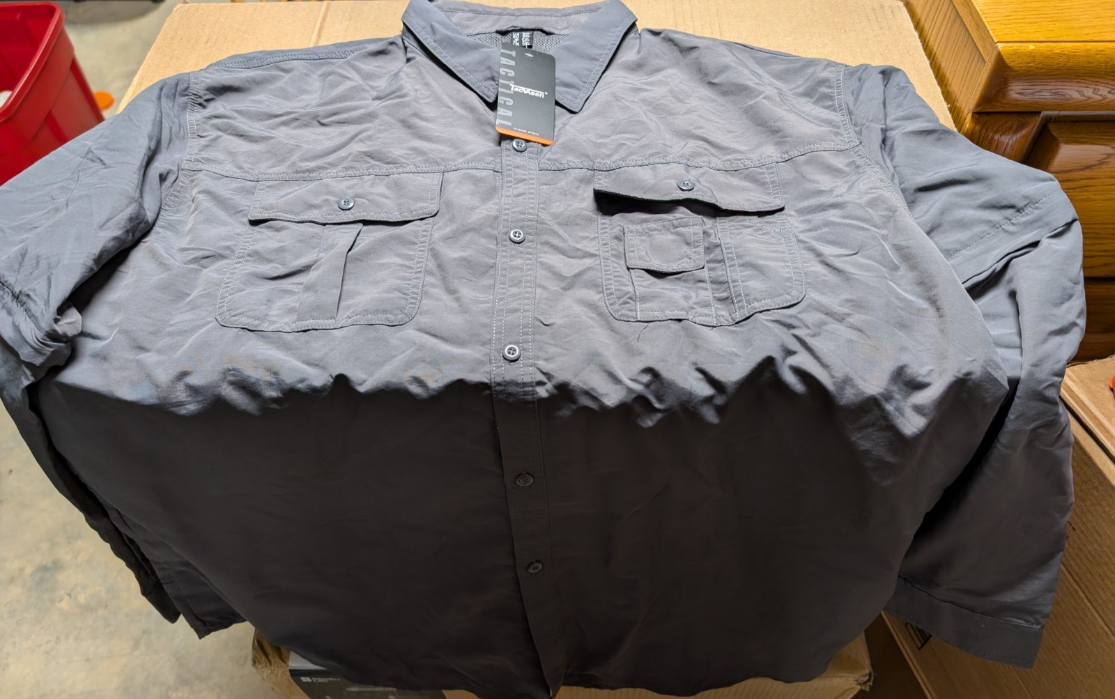TACVASEN Men’s 2XL Tactical Shirt NWT Long Sleeve Quick Dry Cargo Hiking Gray