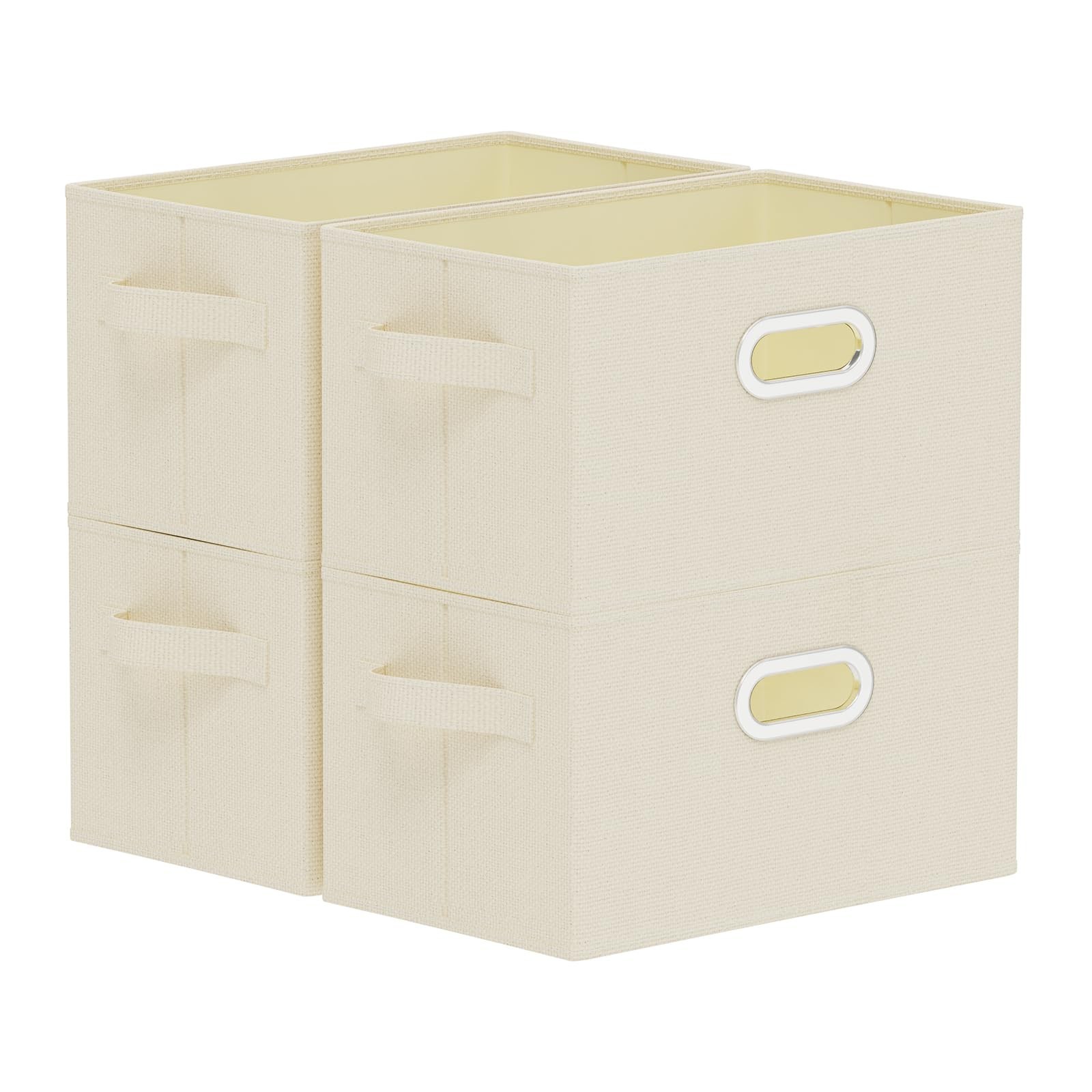 Collapsible Open Storage Baskets,13×9.1×7.9in,Beige,4 Pack | Storage Bins wit…