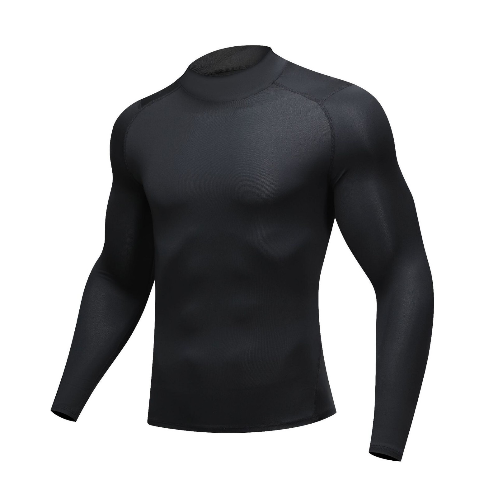 Men Mock Neck Long Sleeve Base Layer Top T-shirts Compression Gym Sport Shirts