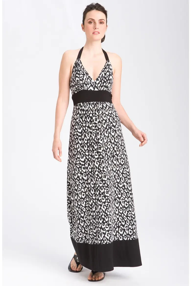 Karen Kane Halter Maxi Dress Black & White NWOT Retail $138.00