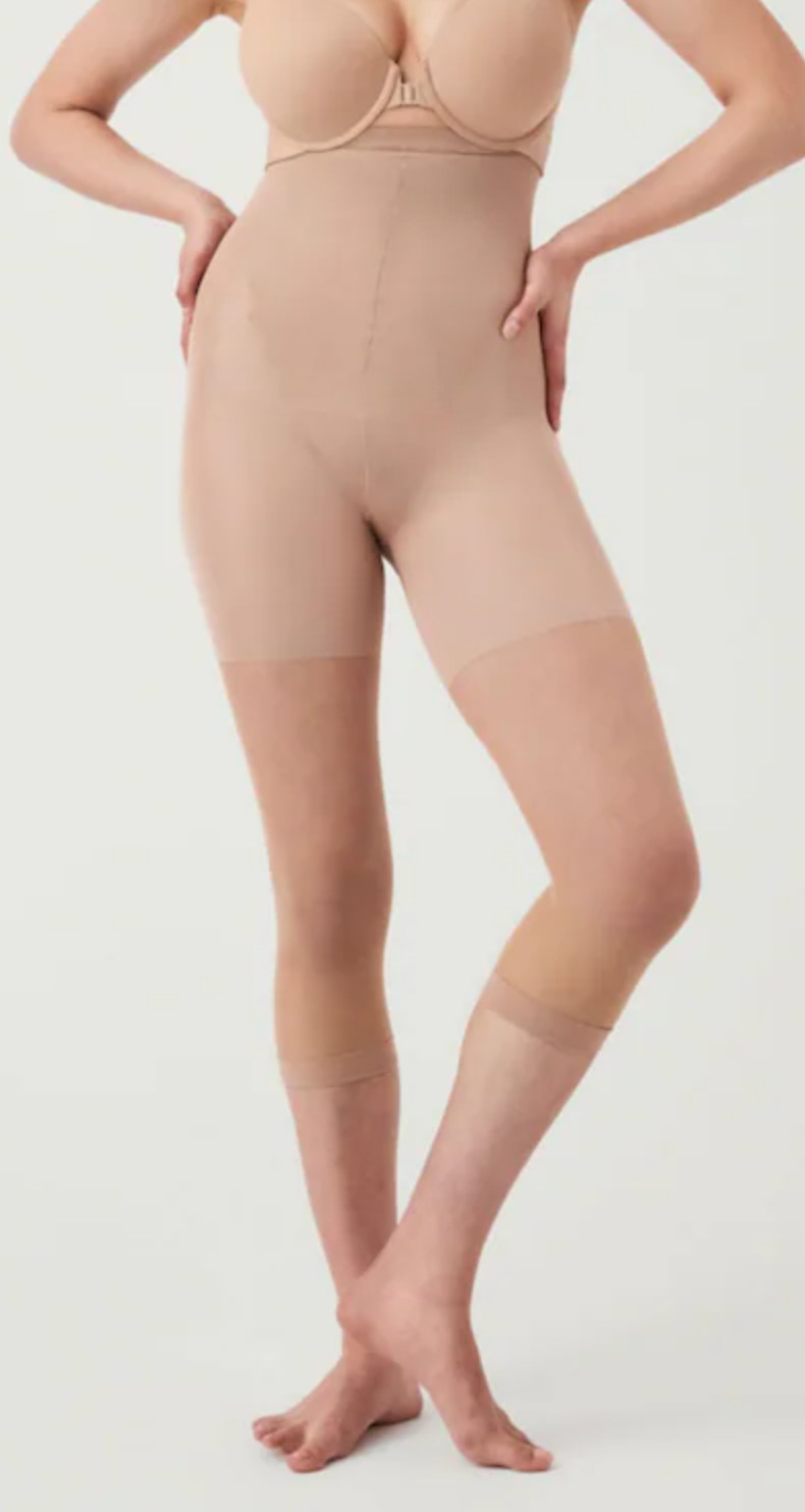 Spanx Footless Cafe Au Lait High Waist Pantyhose Shaper Women’s Size C L54801