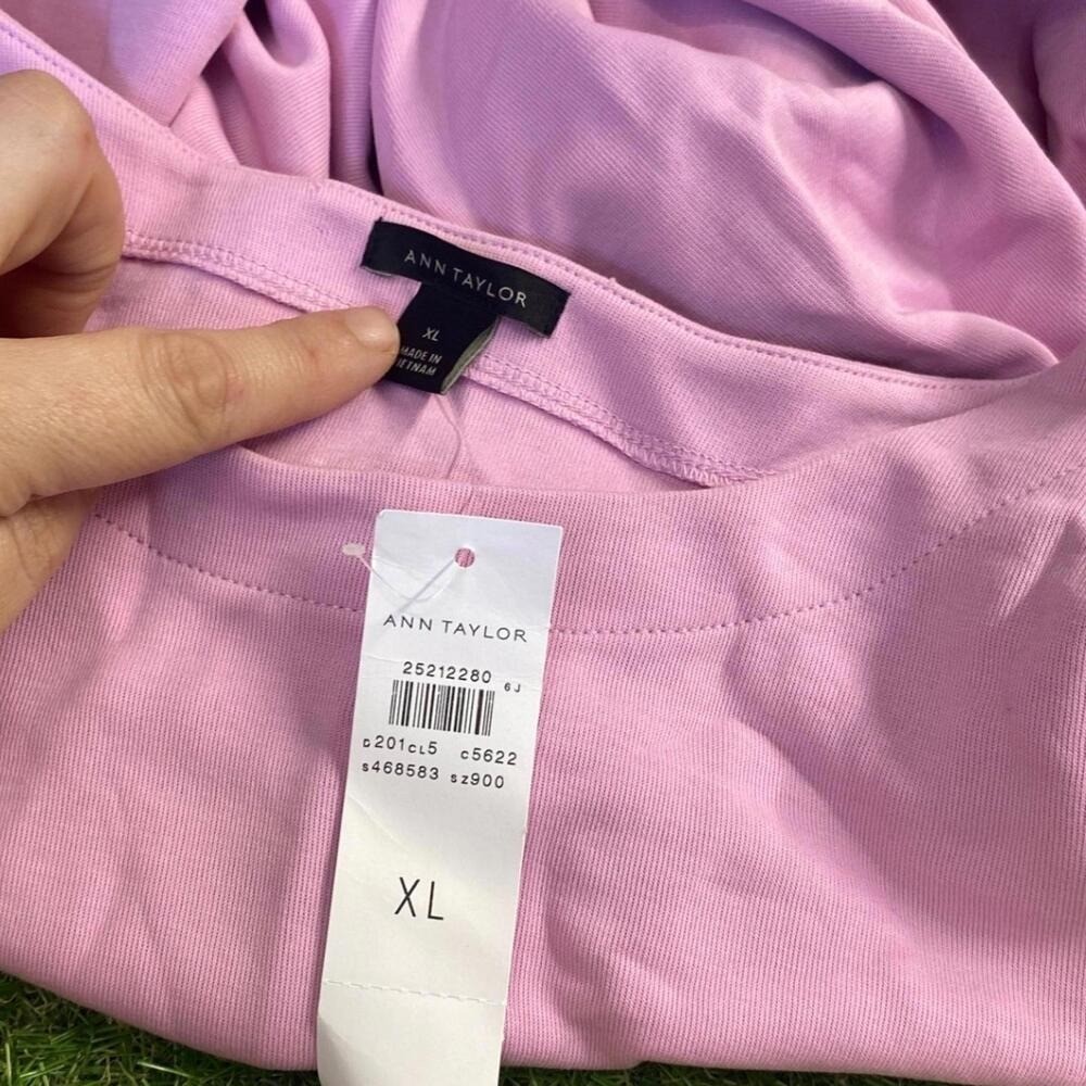 Ann Taylor Pink Embroidered Long Sleeve Top Women XL Cotton Blend New With Tags