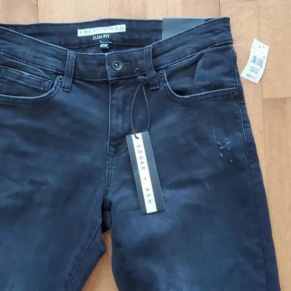 Mens Edgar + Ash 5 pocket Slim Fit BLACK WASH Jeans Size 28 30 32 34 36 38 NWT