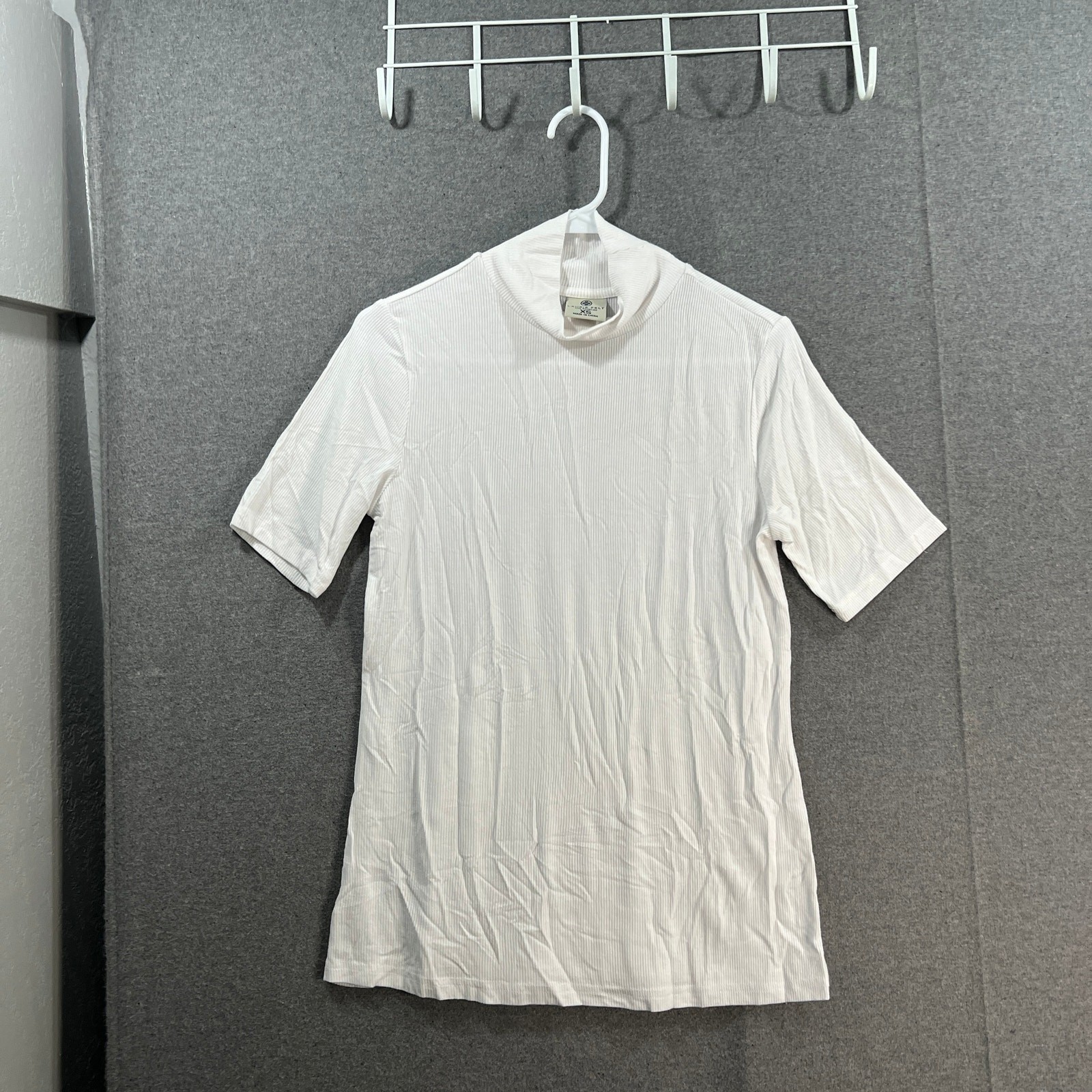 Laurie Felt Rib Silky Rayon Made From Bamboo Turtle Neck White, X-Small