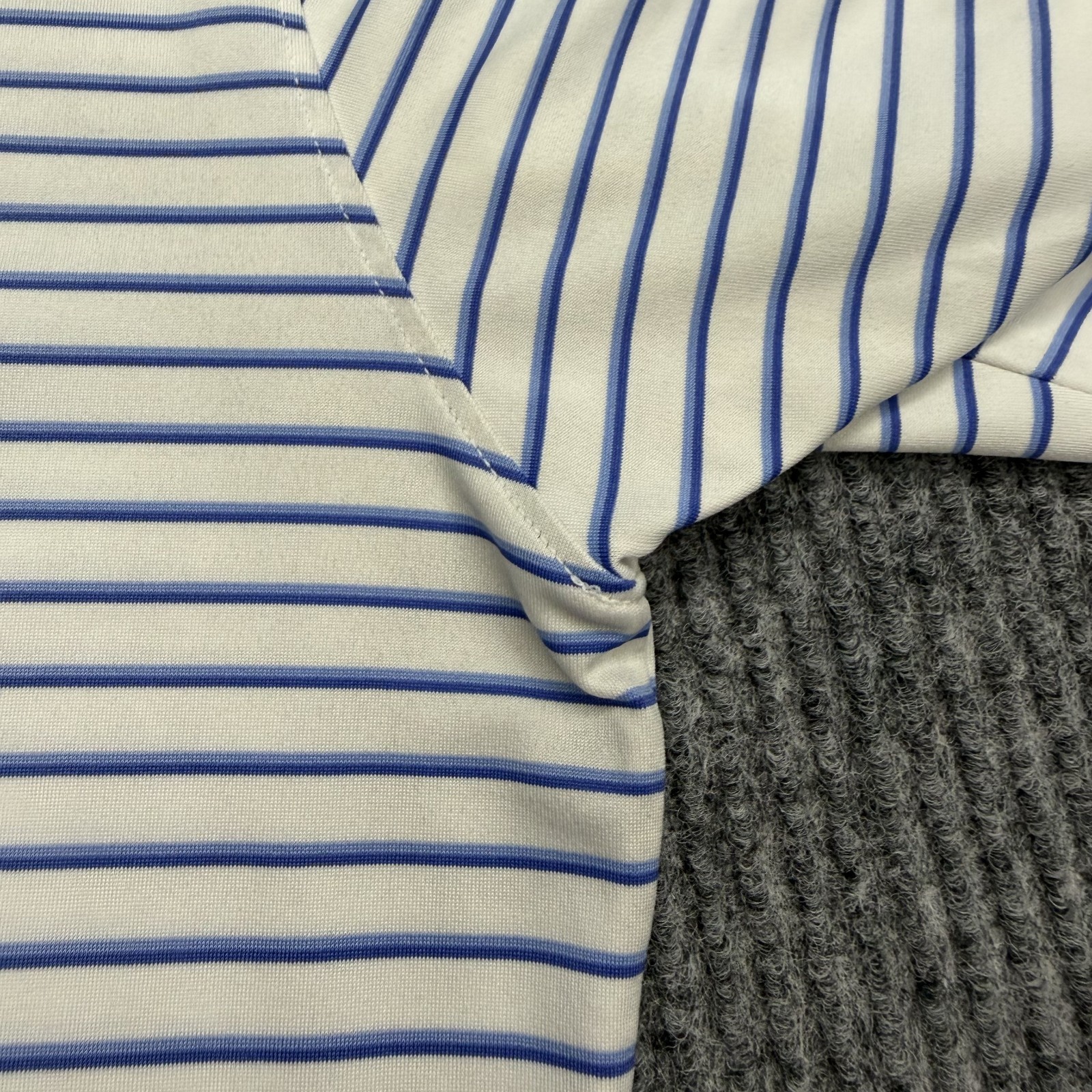 Holderness & Bourne The Sutton Surfside Polo Shirt Mens L White Blue Stripe Golf