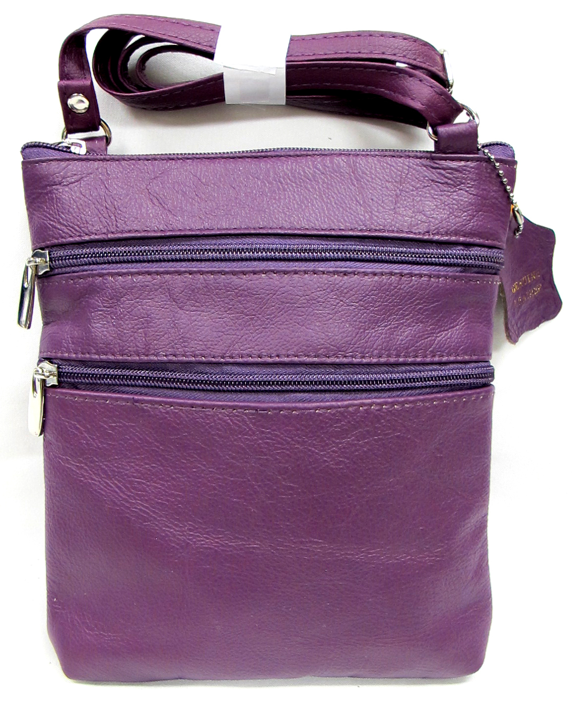 5 Zipper Pocket Genuine Leather Every Day Purse Shoulder Cross Body Slim 7 Color