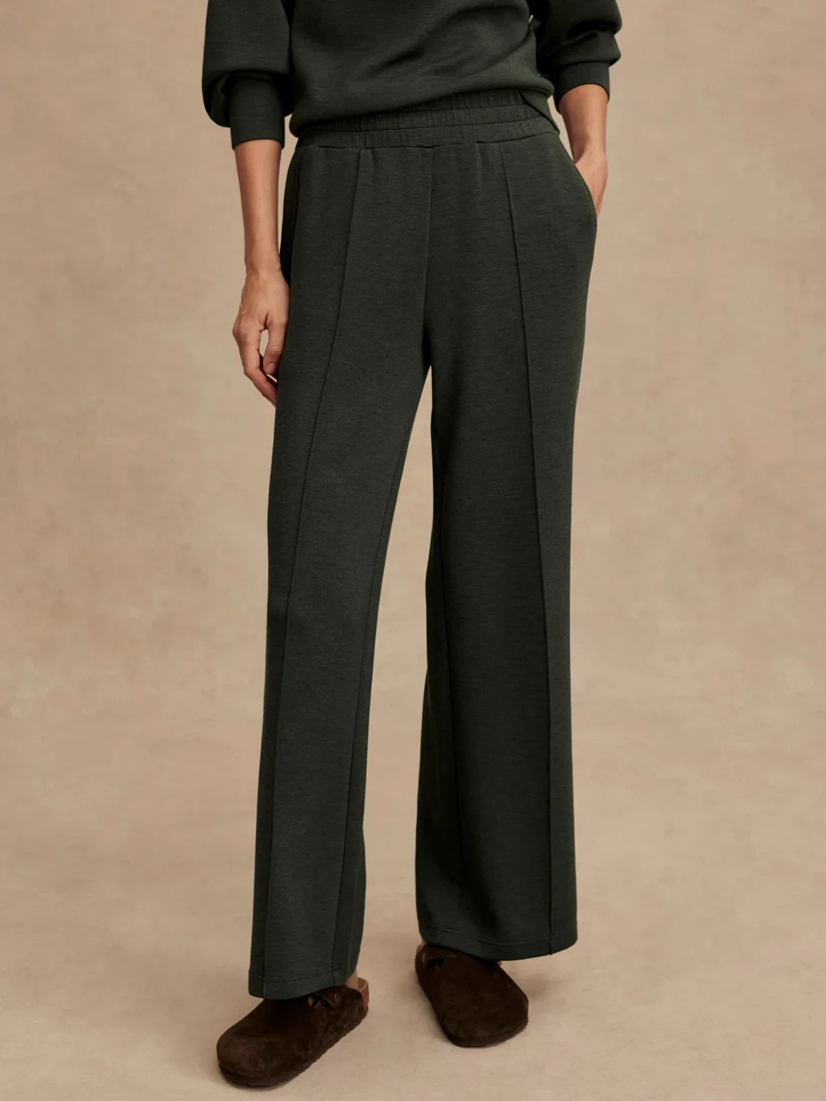 Varley The Wide Leg Pant 30″ in Olive Marl, Size Medium