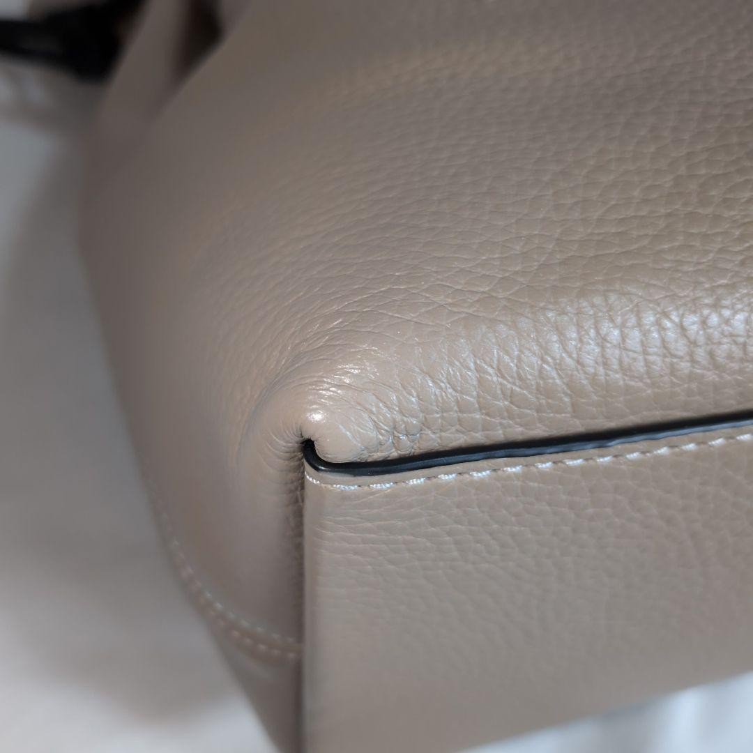 COACH Andy Tote Shoulder Bag CA165 Leather Beige x Black
