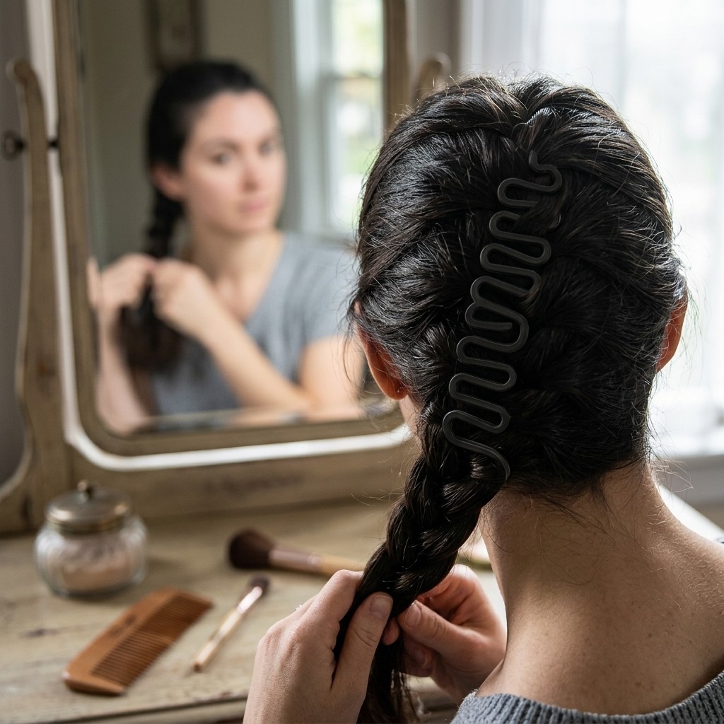 5Pcs Black Plastic Hair Braiding Tools Wavy Hair Styling Clips for Braid Making
