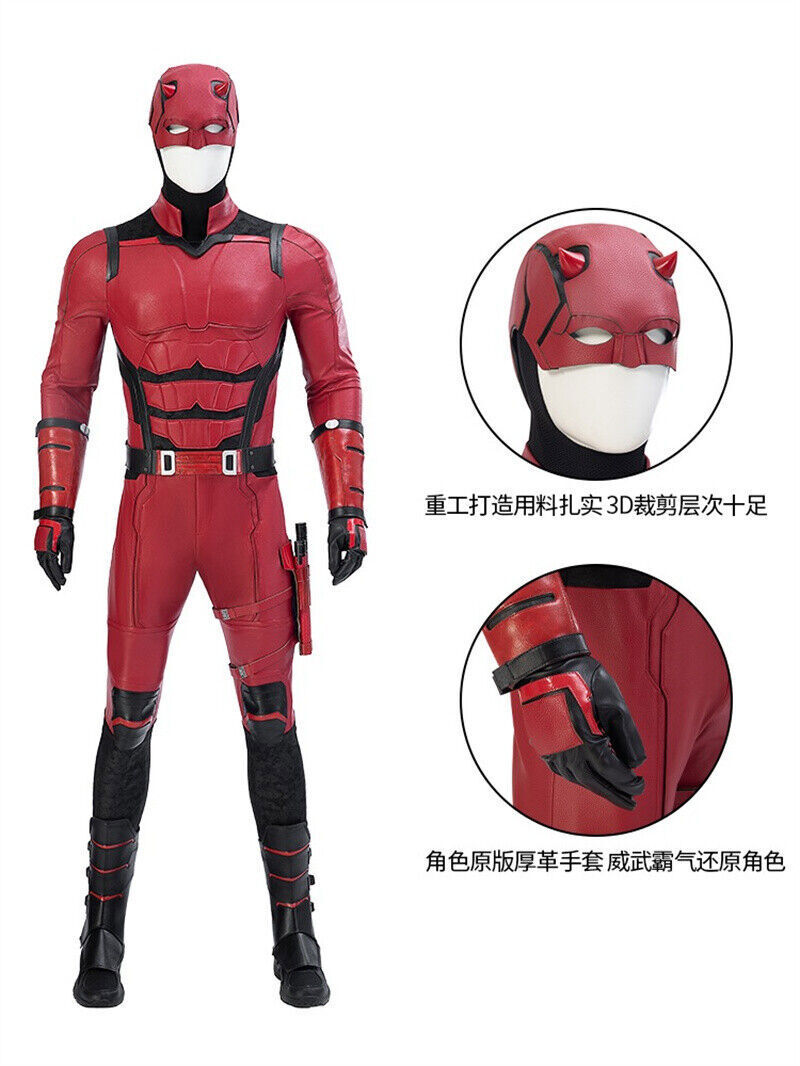 Daredevil Marvel Cosplay Costume Outfits Jumpsuit Shoes Mask Accessories Set Lot