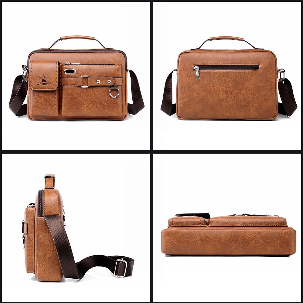 Men Messenger Bag Vintage Leather Briefcase Laptop Bag Satchel Shoulder Bag