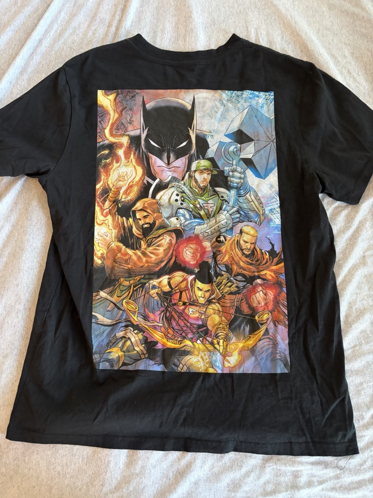 FaZe Clan Men’s M Black Batman DC Graphic Print Logo Crew Neck T-Shirt