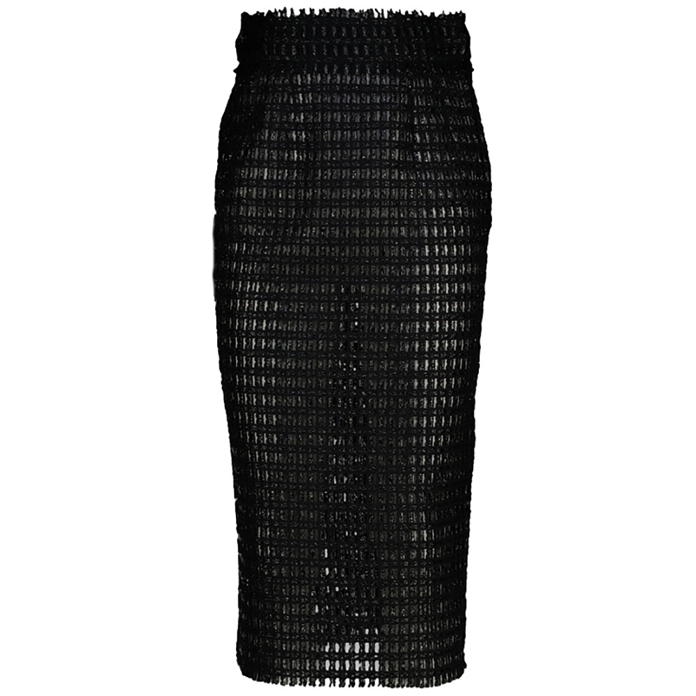 DOLCE & GABBANA Skirt Pencil Waffle Mesh Midi Skirt Black Size 40 – RP £1398.00
