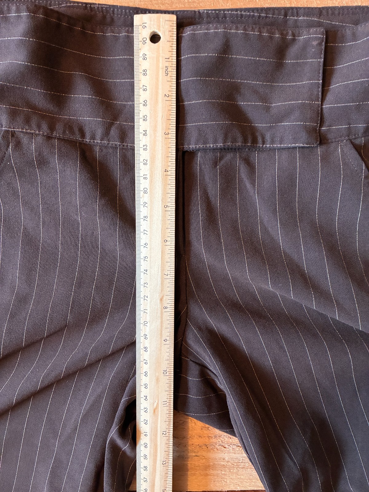 Y2K Made in USA Wrapper Pinstripe Capri Pants Womens 7 Brown Corporate Office