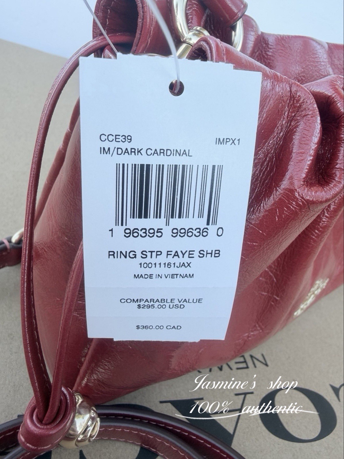 NWT Coach Faye Shoulder/Crossbody Bag In Glazed Leather/Dark Cardinal CCE39