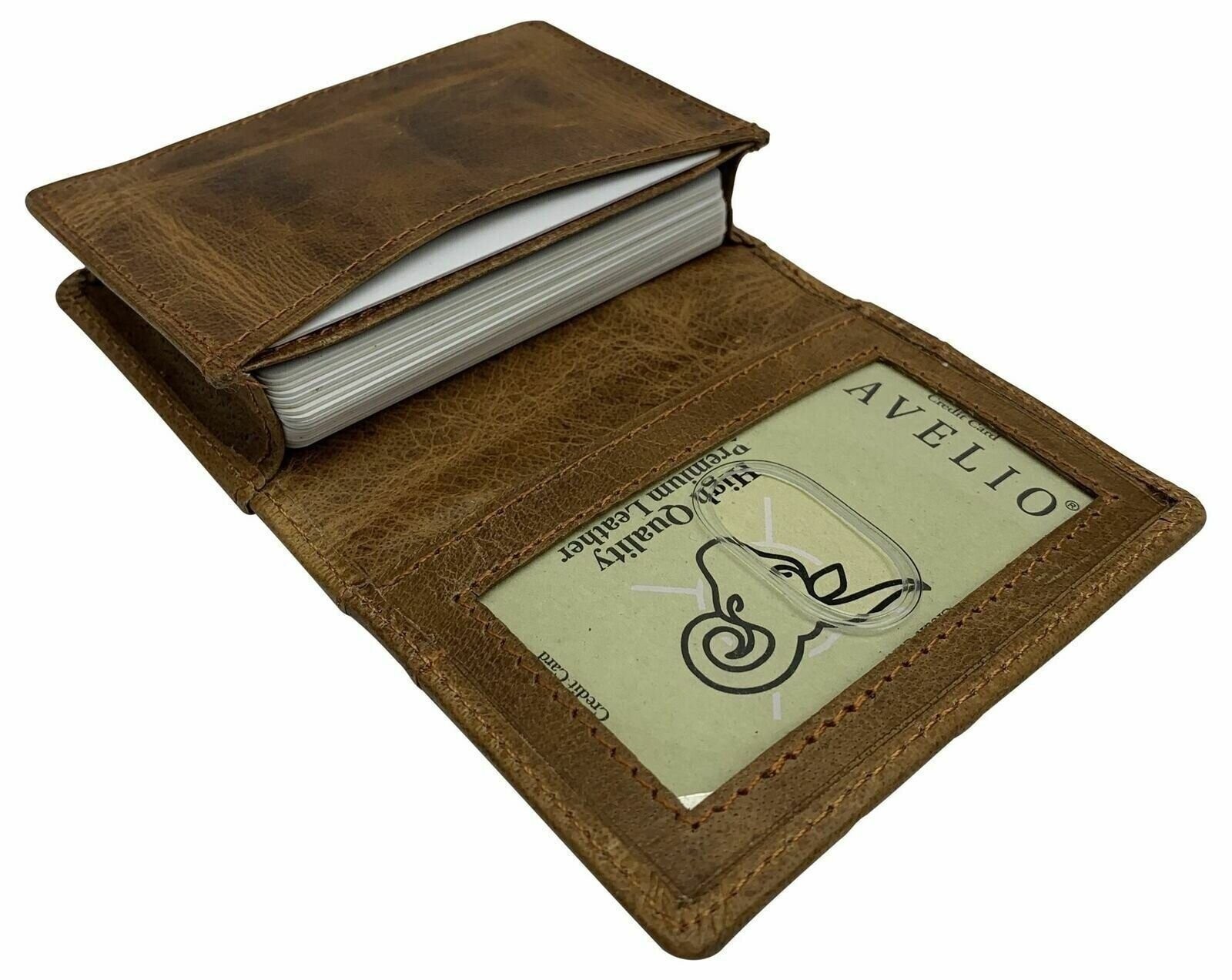 Genuine Leather Business Card Holder Name Card Case Credit Card Wallet with ID W