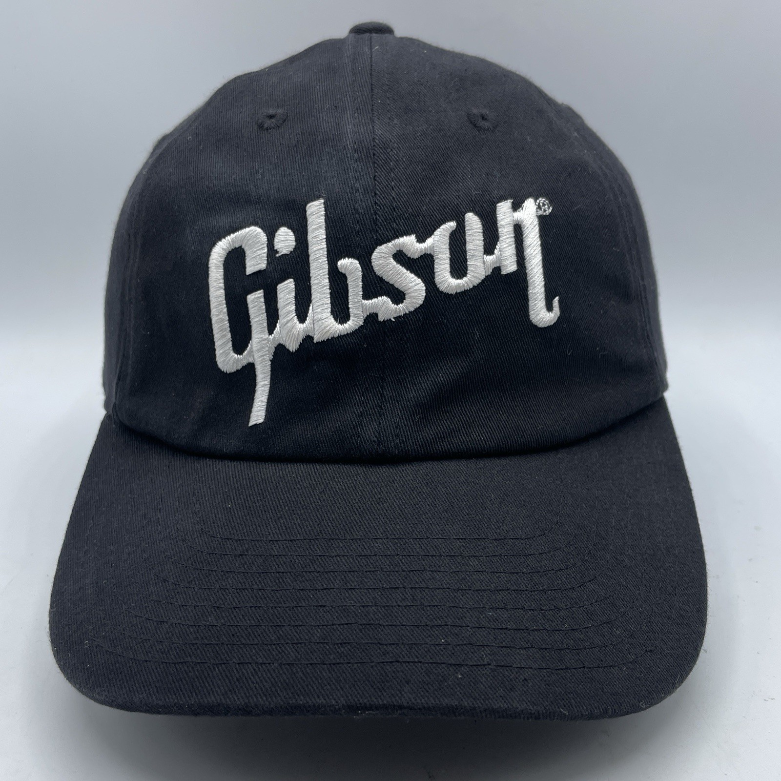 Gibson Guitars Hat Adult Flex Fitted One Size Black Baseball Cap Log Stretch