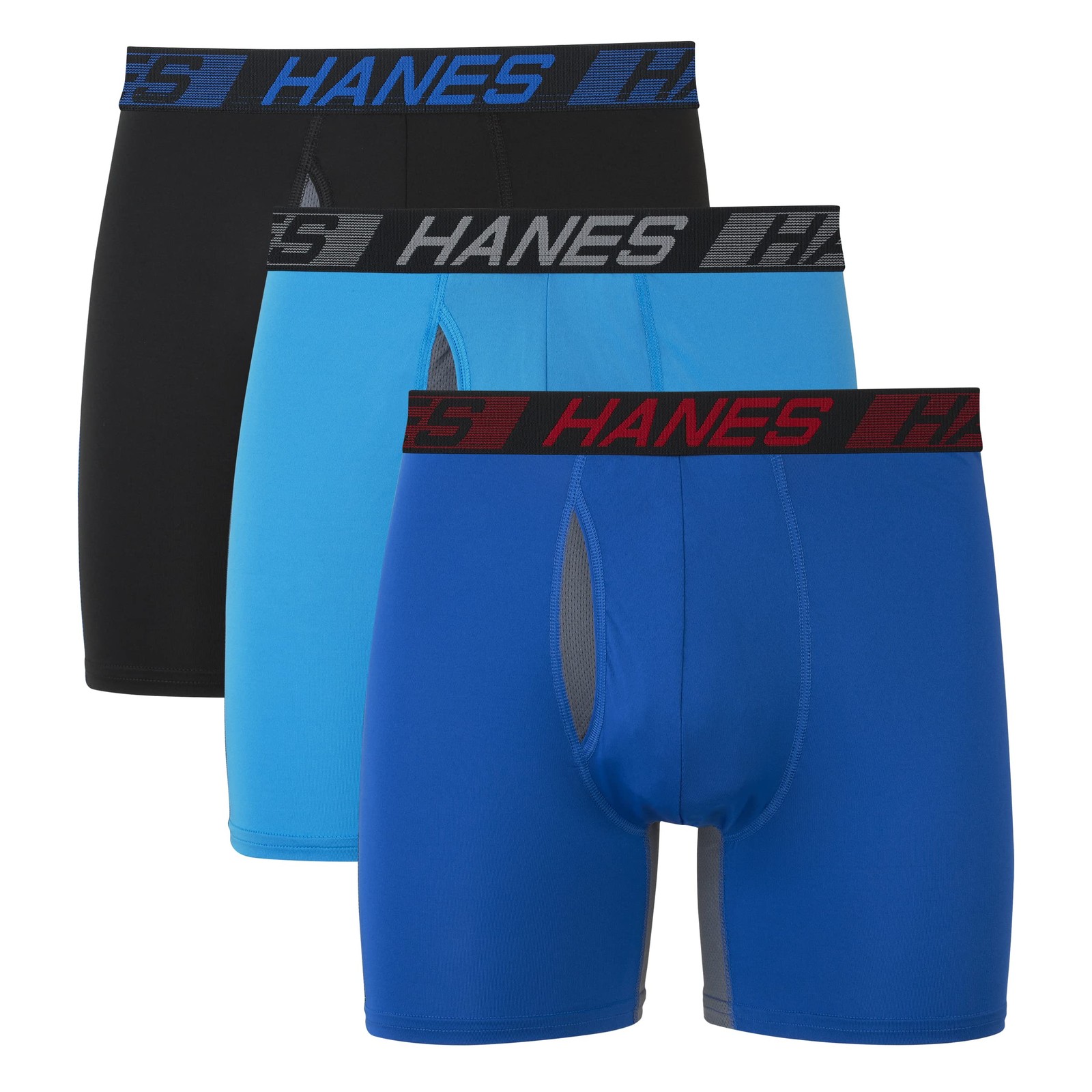 Hanes Men’s Boxer Briefs 3-Pack Total Support Pouch Black Medium