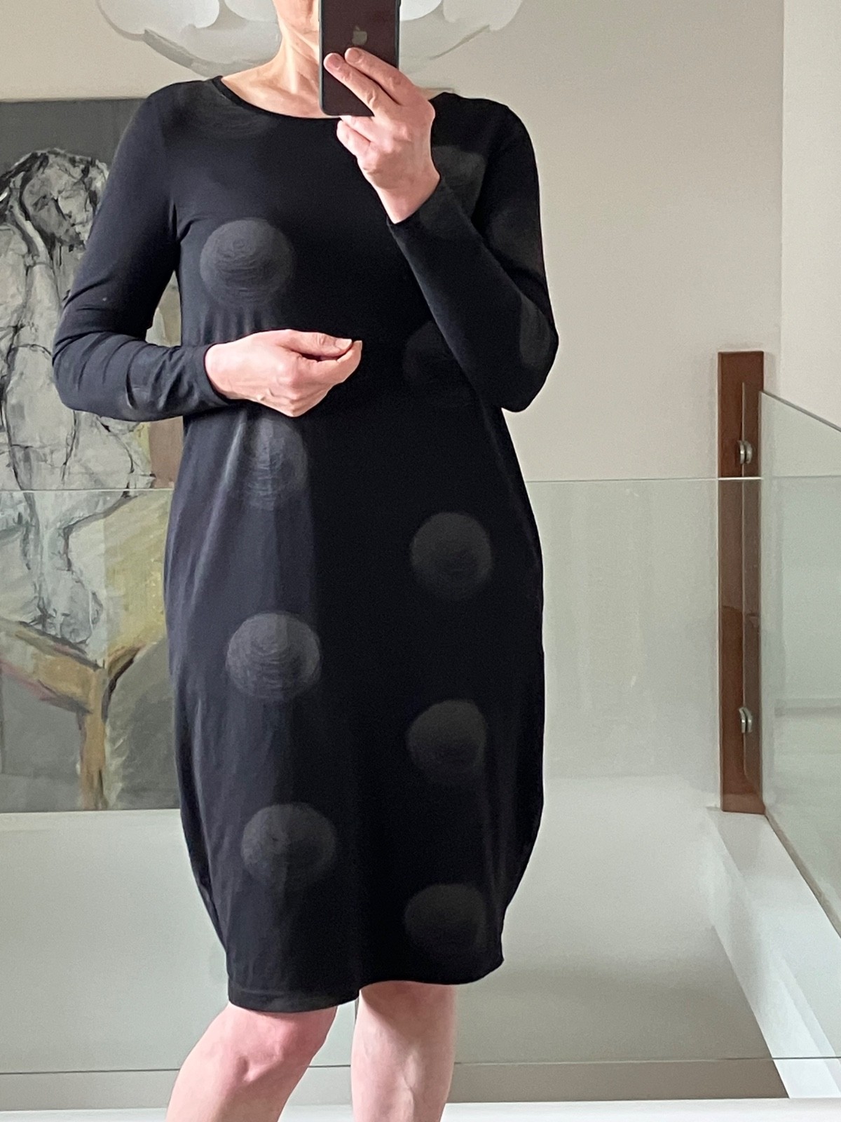 Mama b. Crasi Fitted Black jersey Dress Lagenllok Casual Pockets Size S