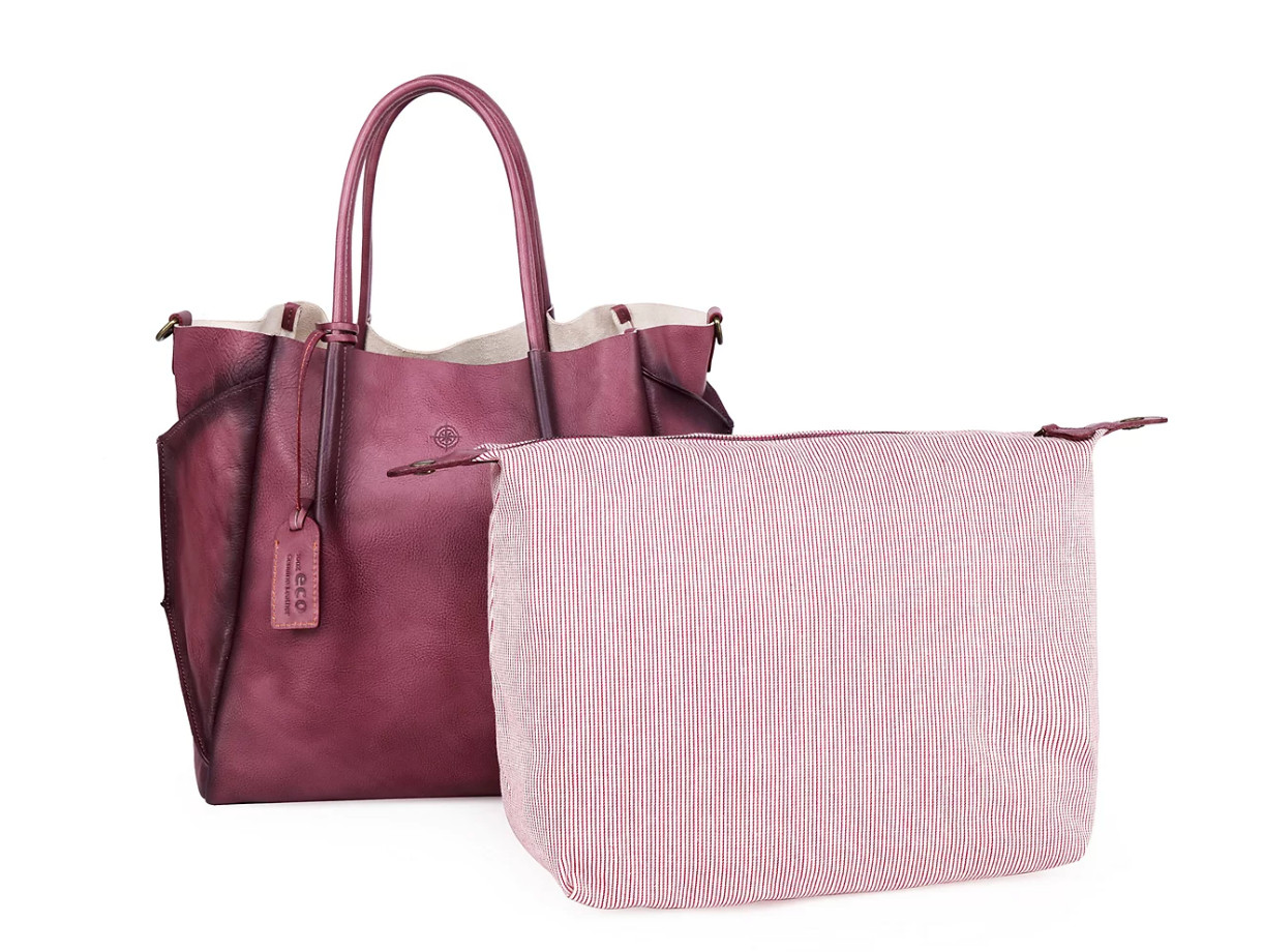 Old Trend Sprout Land Exra-Large Leather Tote Bag $285 Orchid NEW WITH DUST BAG