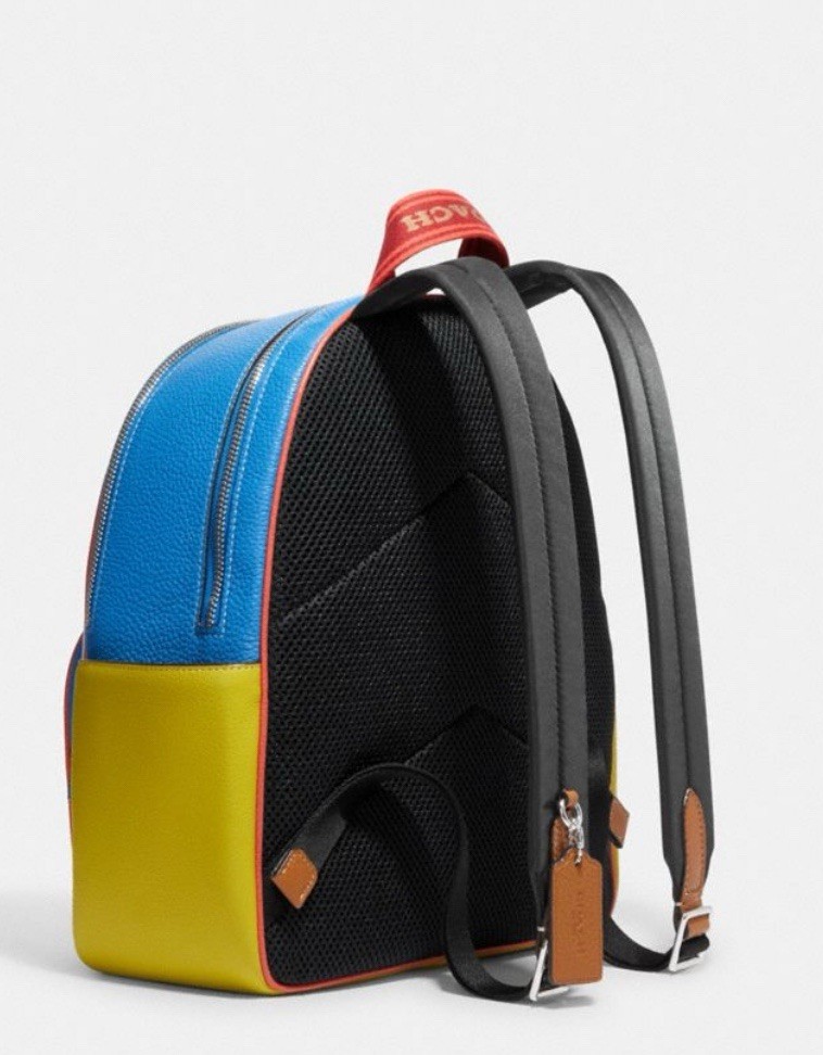 NWT Coach CJ597 Court Backpack With Pebble Leather In Colorblock Chalk Multi