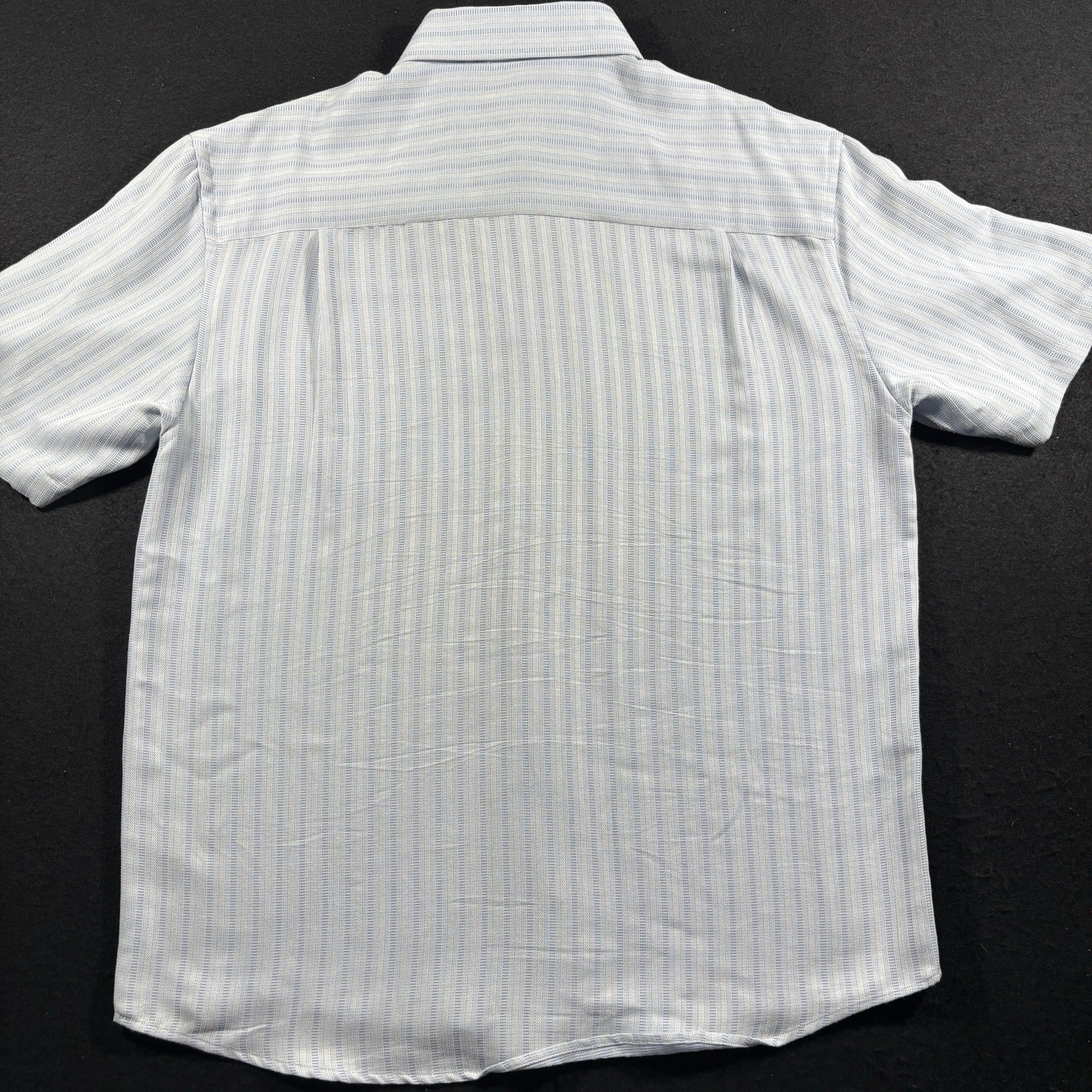 Michael Brandon Rayon Blend Camp Shirt Men’s L Blue Stripe Button Up 16.5