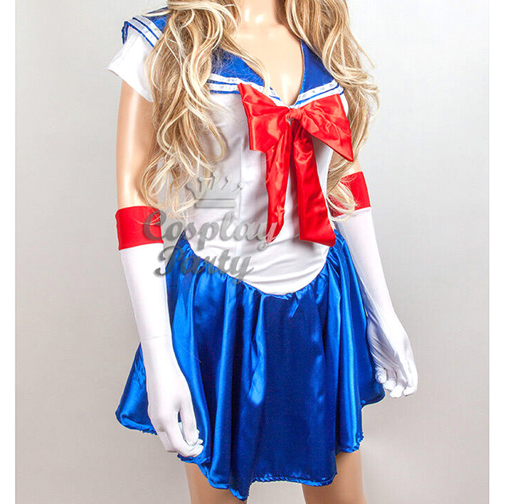 Sailor Moon Usagi Tsukino Cosplay Halloween Anime Costume Uniform Dress w/Glove